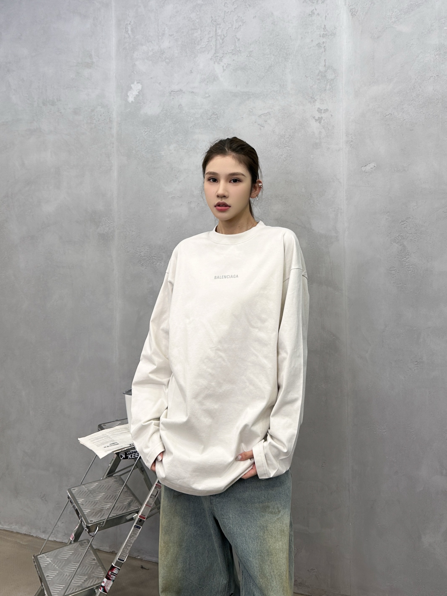 🌾巴黎 ｜ 新款长袖t，成衣洗水加反光印花标，男女同款，尺码sml