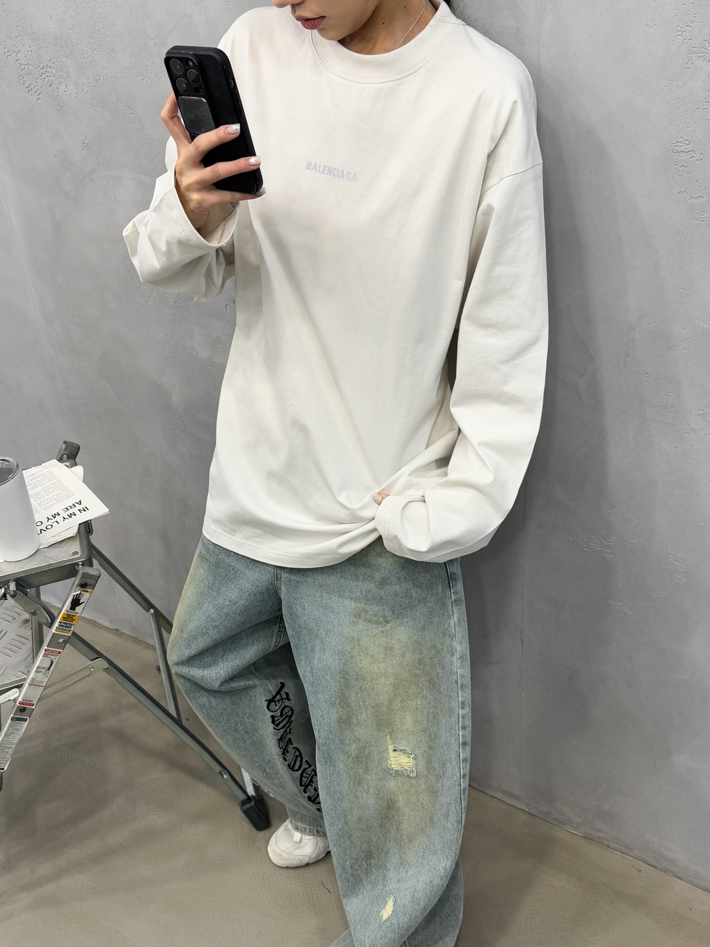 🌾巴黎 ｜ 新款长袖t，成衣洗水加反光印花标，男女同款，尺码sml