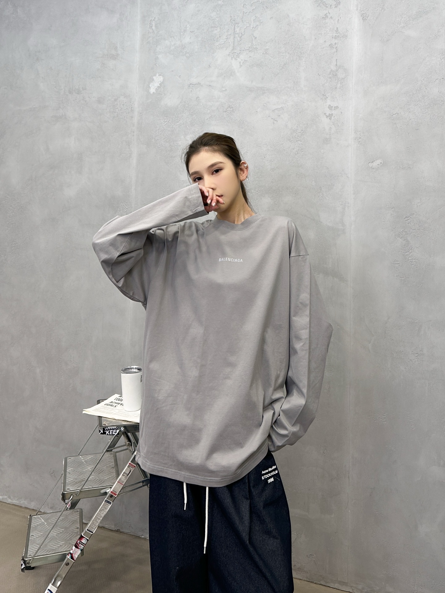 🌾巴黎 ｜ 新款长袖t，成衣洗水加反光印花标，男女同款，尺码sml