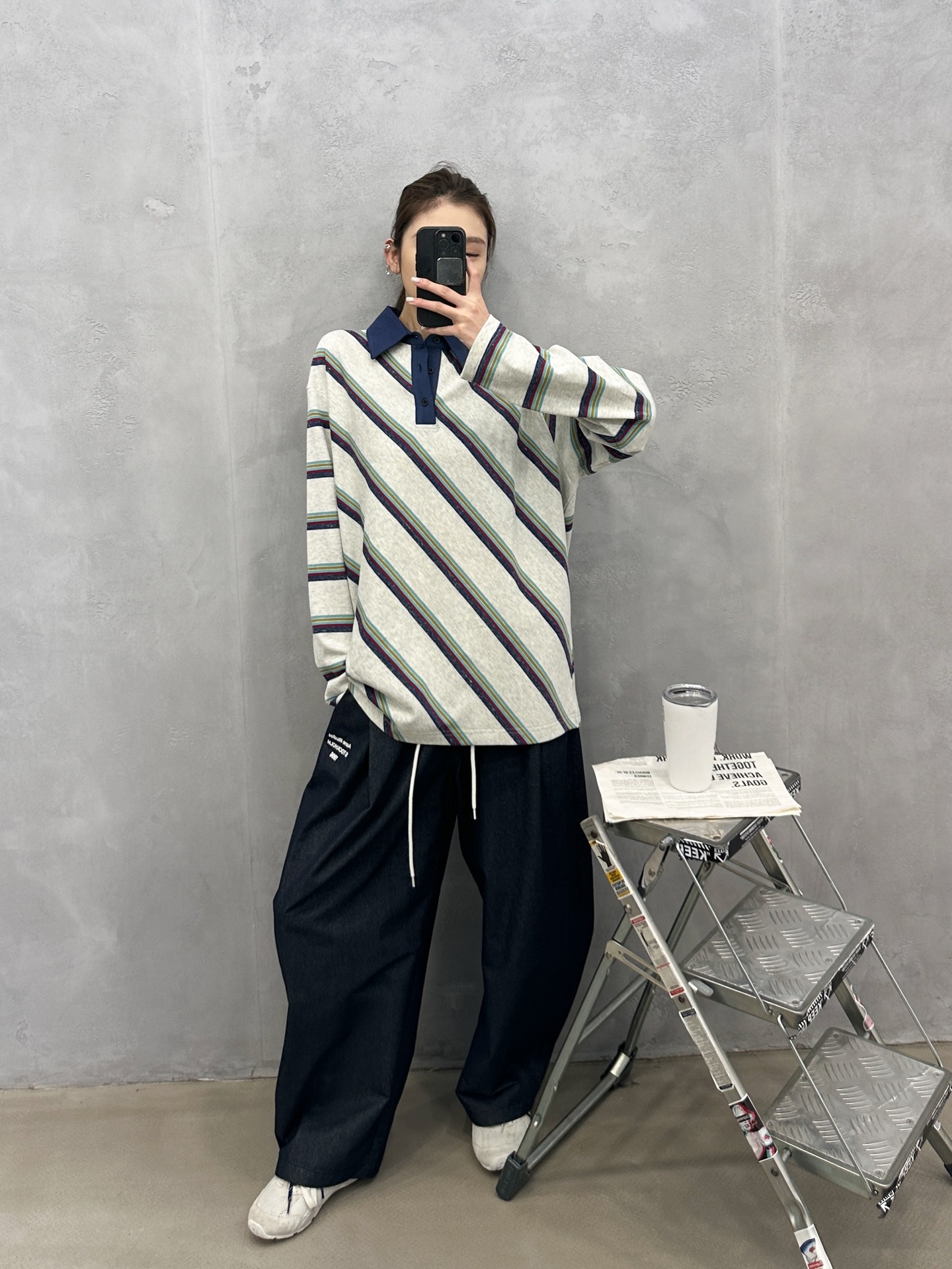 🌾Acne ｜ 新款长袖polo，成衣洗水加软工艺，特殊定织条纹面料，休闲时尚，尺码sml