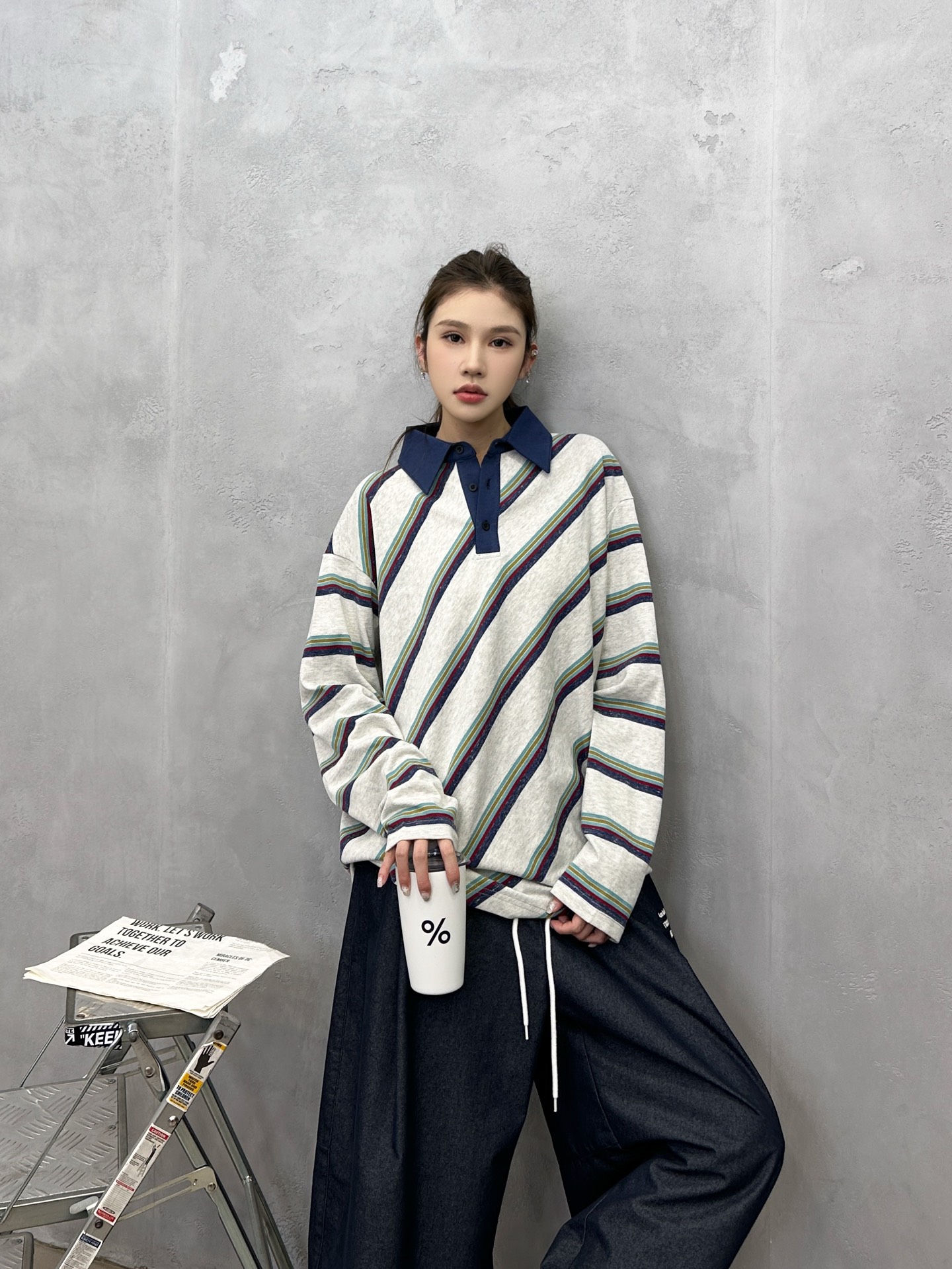 🌾Acne ｜ 新款长袖polo，成衣洗水加软工艺，特殊定织条纹面料，休闲时尚，尺码sml