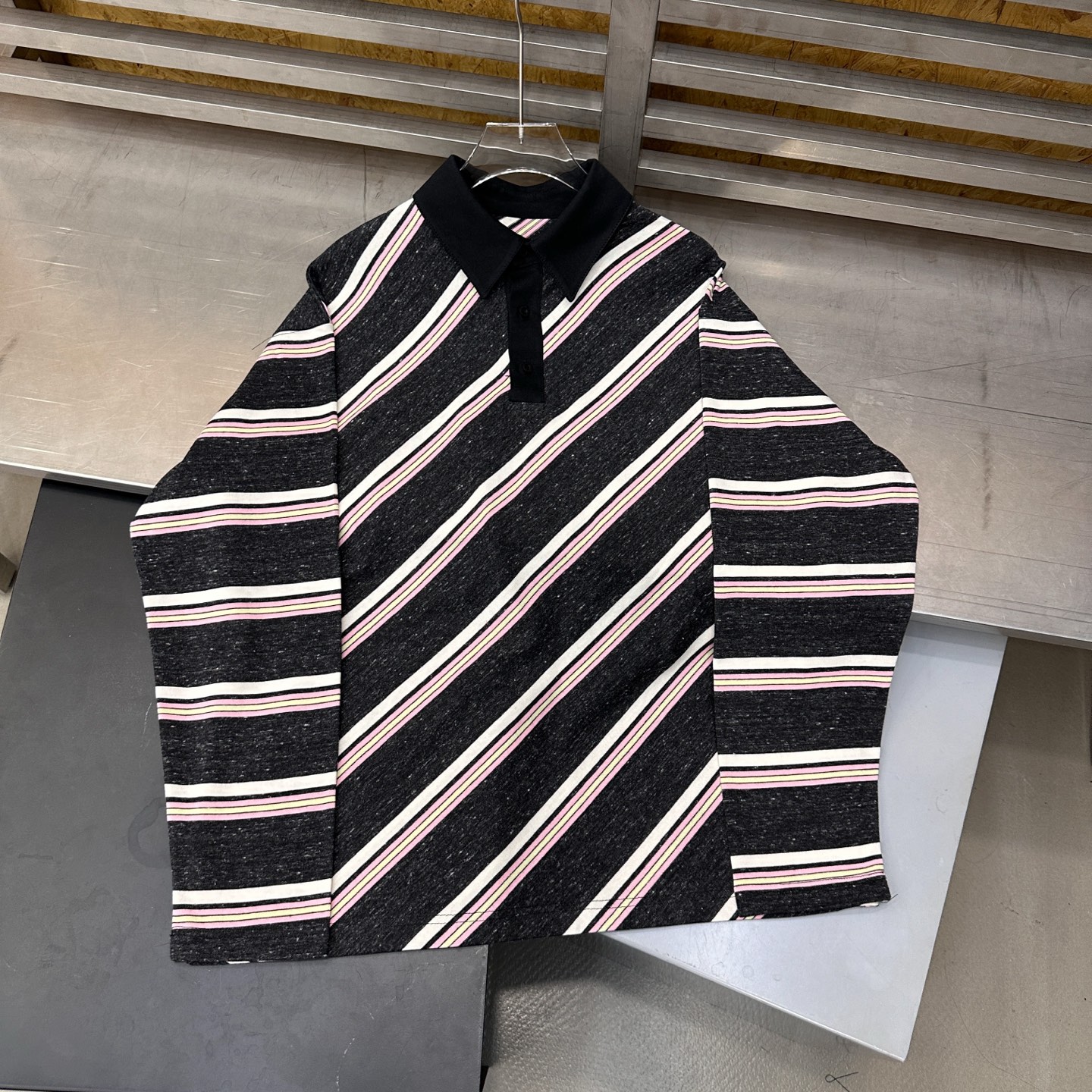 🌾Acne ｜ 新款长袖polo，成衣洗水加软工艺，特殊定织条纹面料，休闲时尚，尺码sml