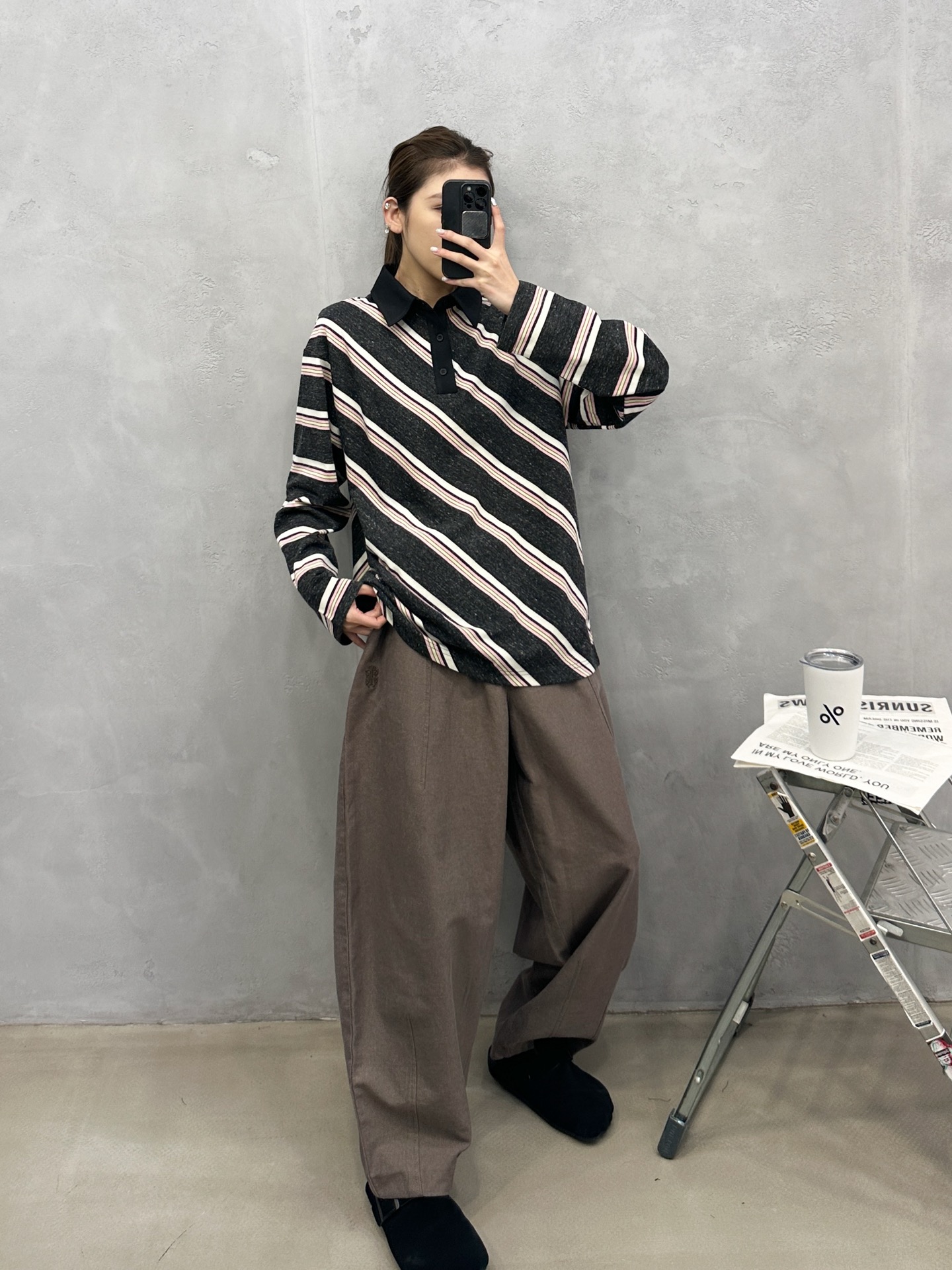 🌾Acne ｜ 新款长袖polo，成衣洗水加软工艺，特殊定织条纹面料，休闲时尚，尺码sml