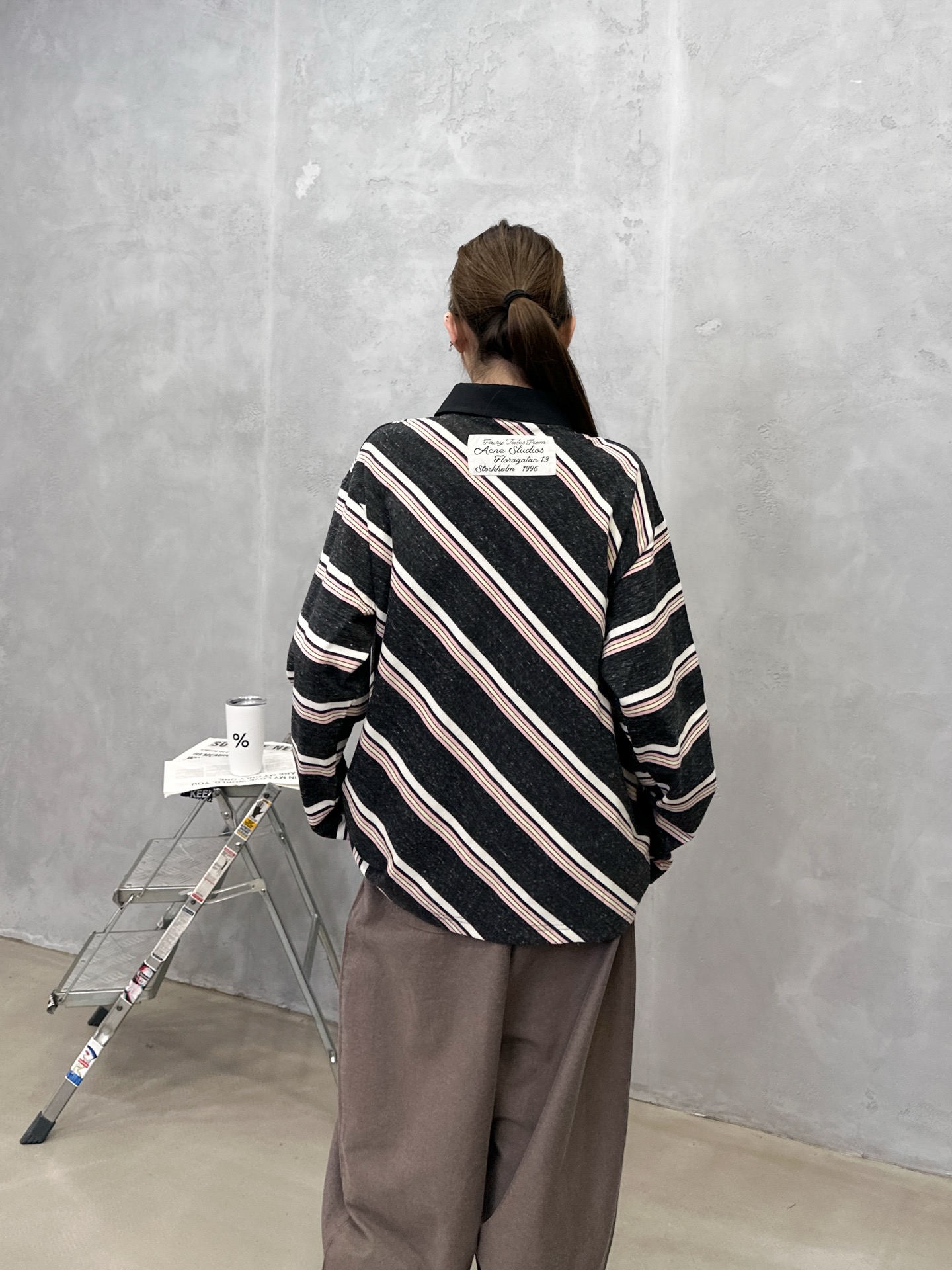 🌾Acne ｜ 新款长袖polo，成衣洗水加软工艺，特殊定织条纹面料，休闲时尚，尺码sml