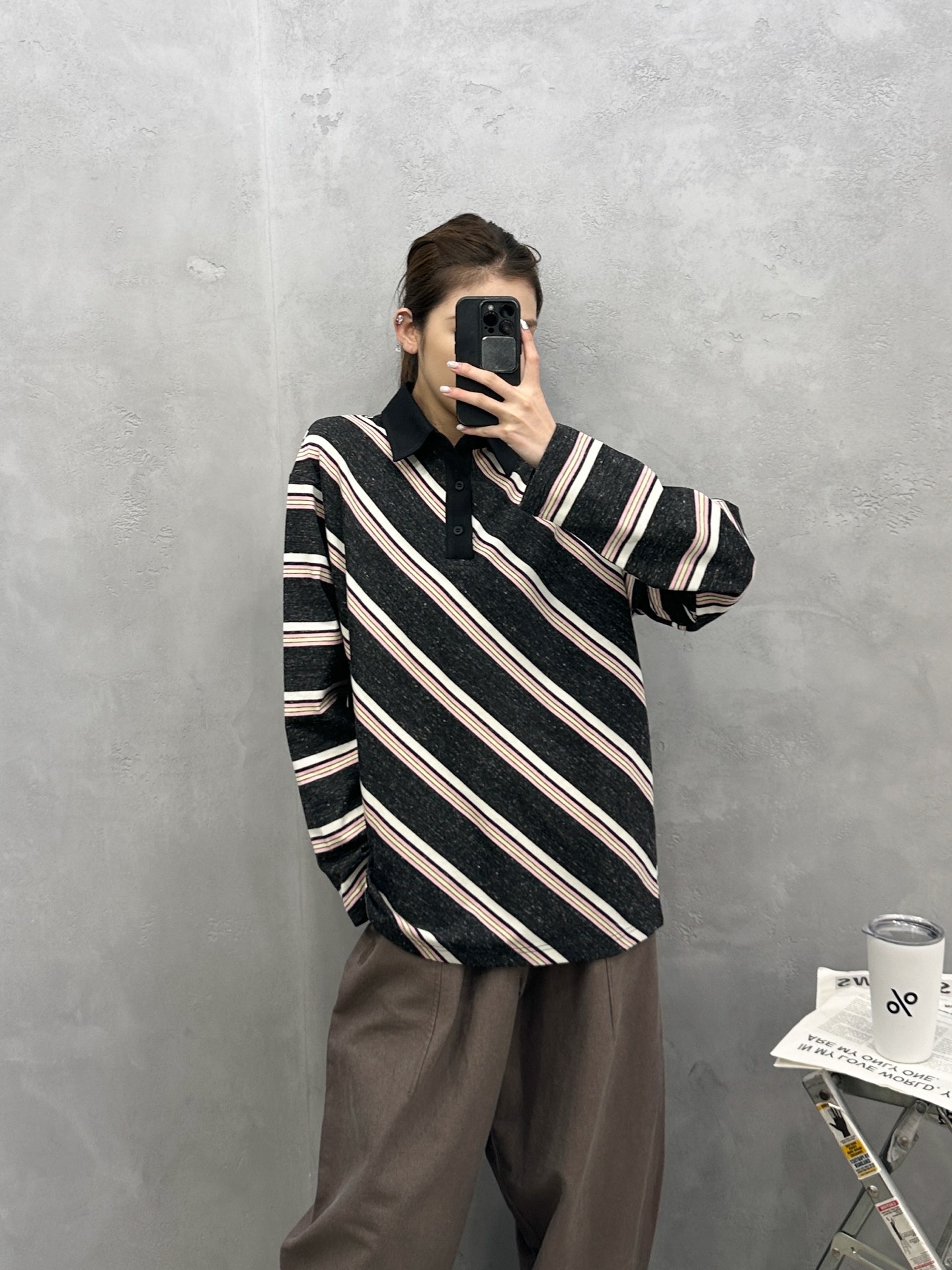 🌾Acne ｜ 新款长袖polo，成衣洗水加软工艺，特殊定织条纹面料，休闲时尚，尺码sml