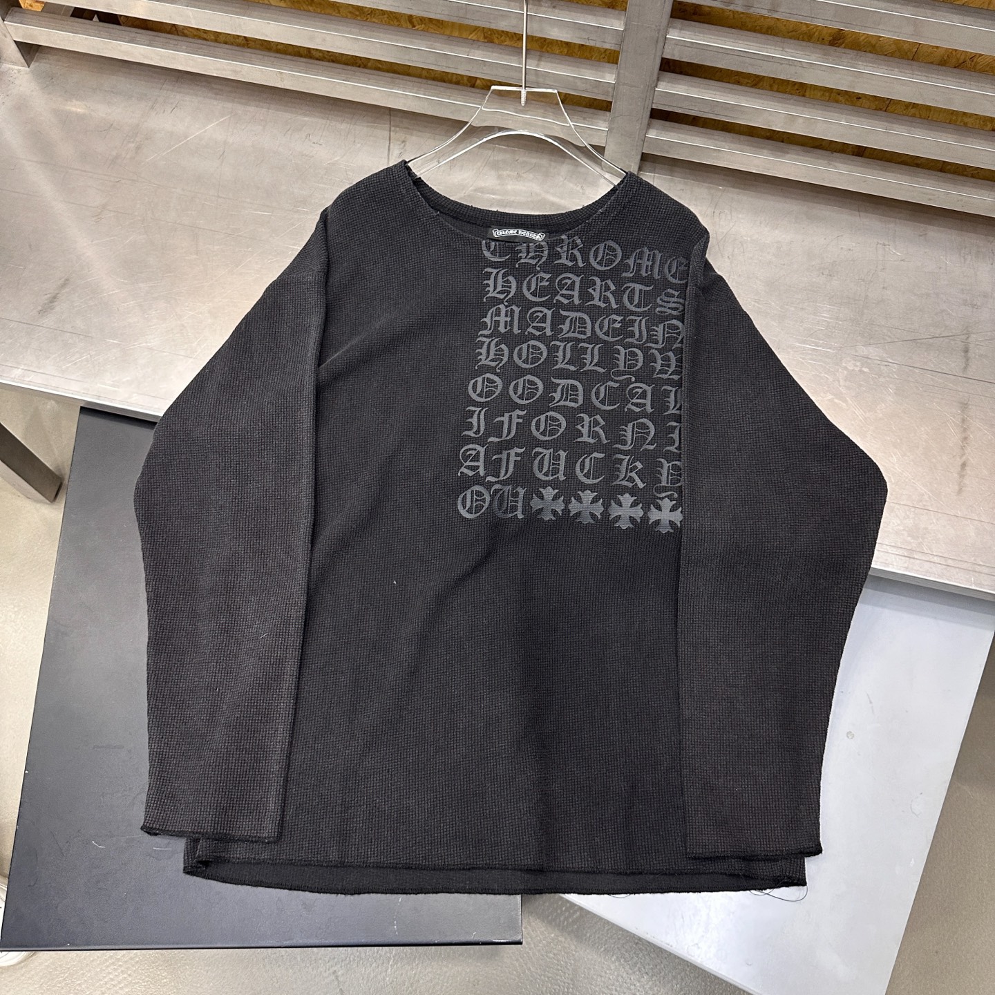 🌾克罗心 ｜ 新款长袖t，成衣洗水炒色吊磨工艺加成衣印花，经典华夫格面料，男女同款，尺码sml