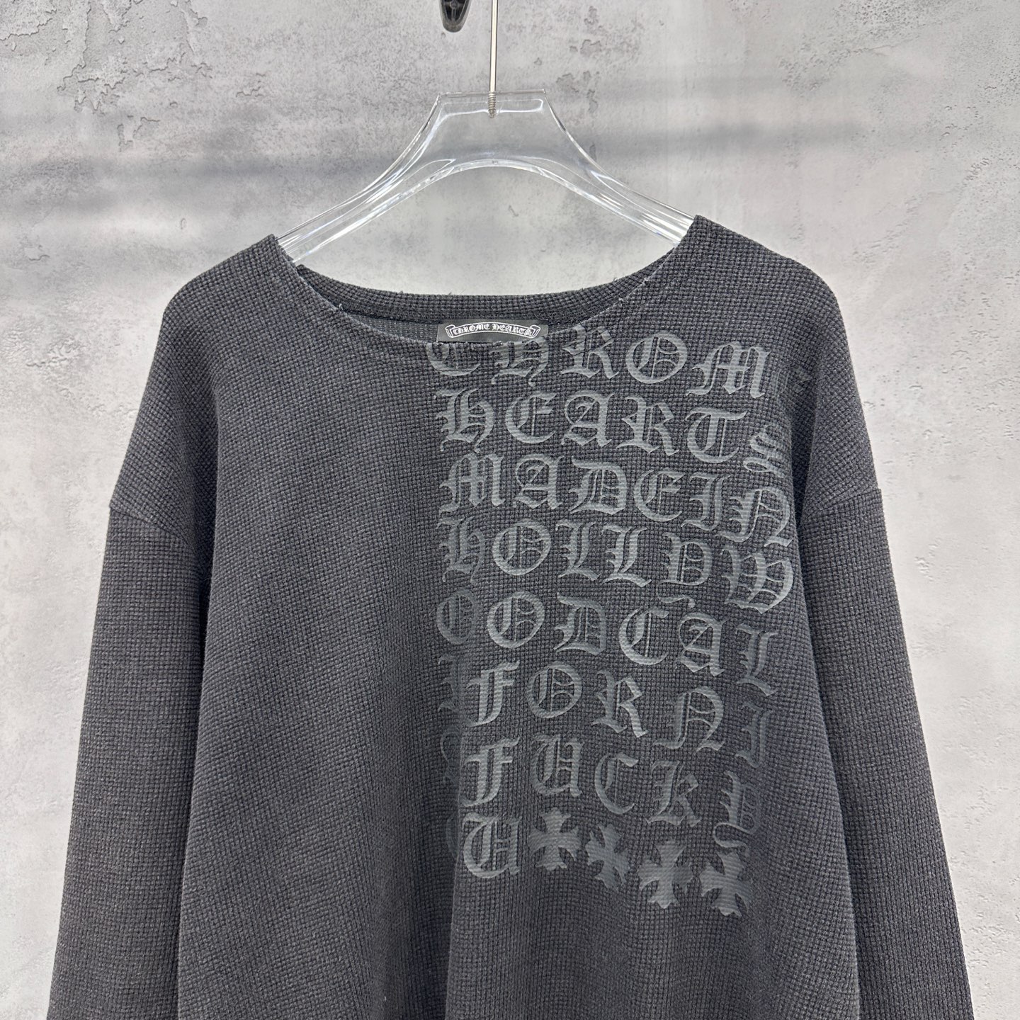 🌾克罗心 ｜ 新款长袖t，成衣洗水炒色吊磨工艺加成衣印花，经典华夫格面料，男女同款，尺码sml