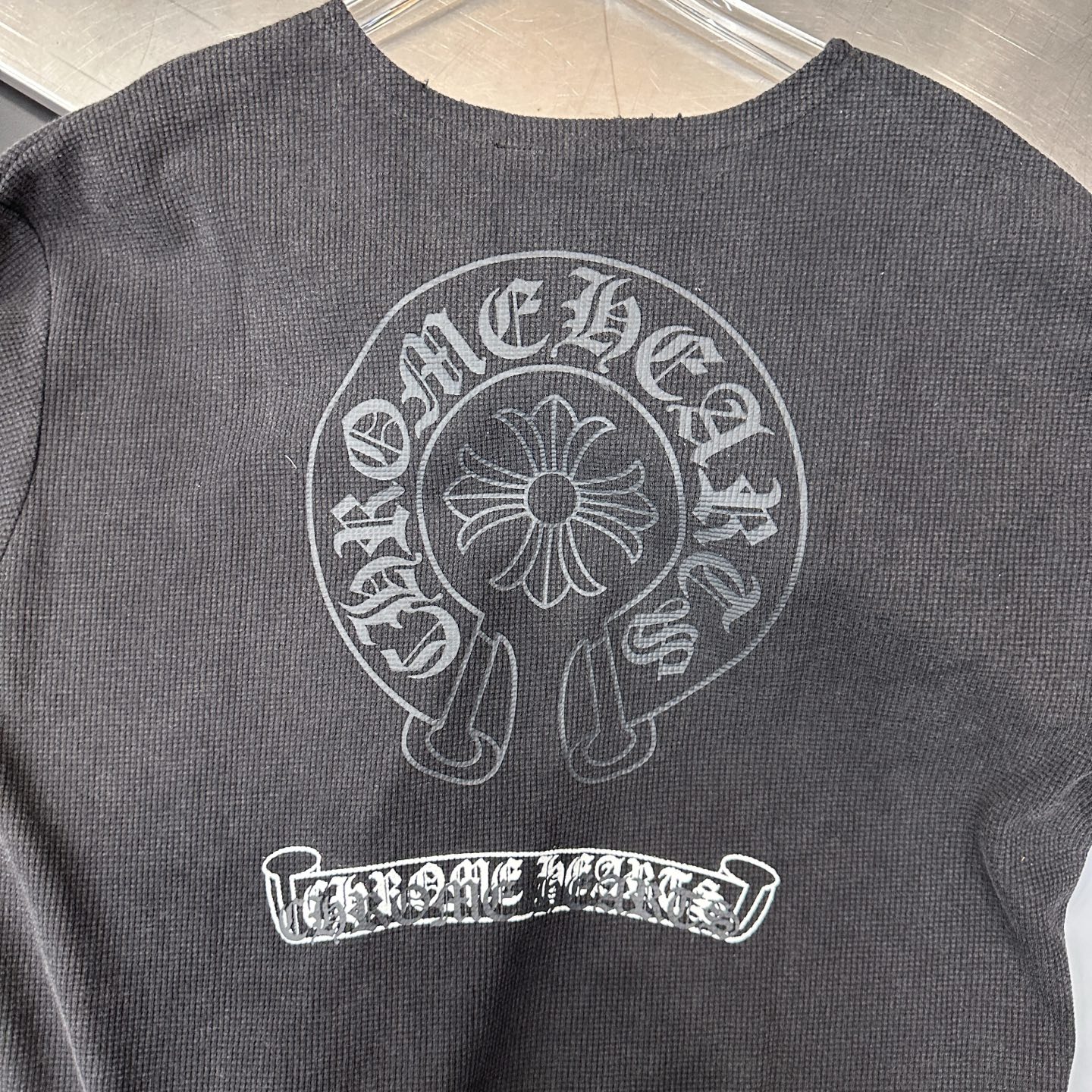 🌾克罗心 ｜ 新款长袖t，成衣洗水炒色吊磨工艺加成衣印花，经典华夫格面料，男女同款，尺码sml