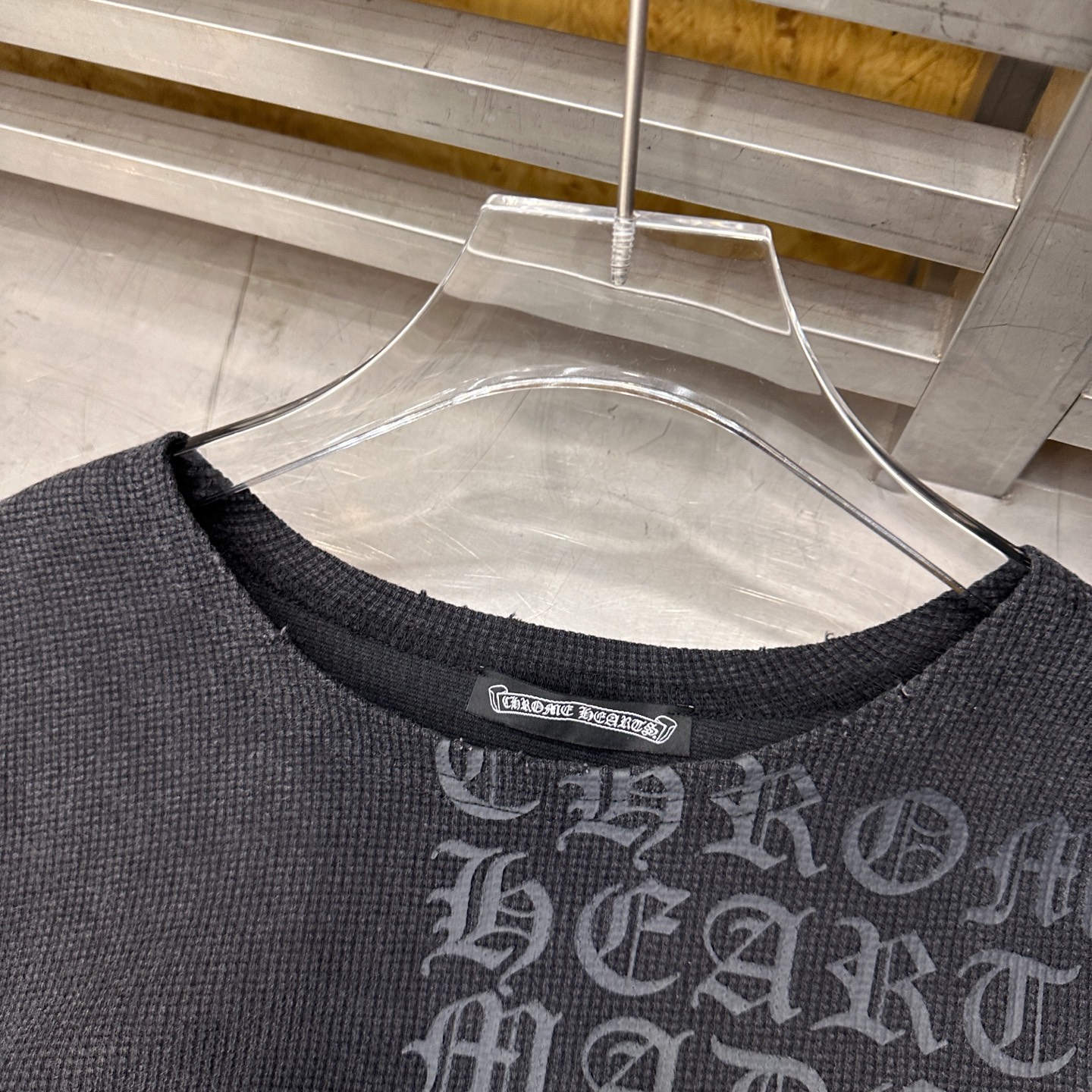 🌾克罗心 ｜ 新款长袖t，成衣洗水炒色吊磨工艺加成衣印花，经典华夫格面料，男女同款，尺码sml