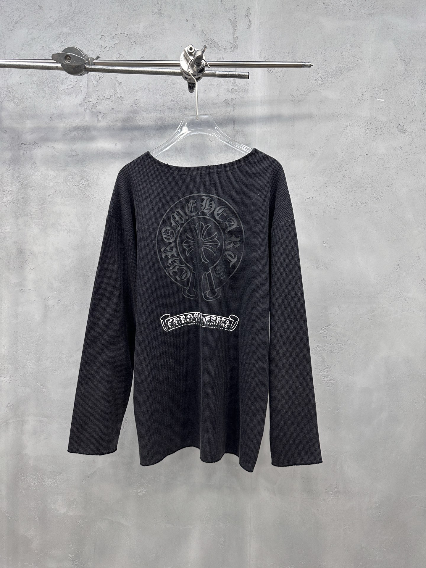 🌾克罗心 ｜ 新款长袖t，成衣洗水炒色吊磨工艺加成衣印花，经典华夫格面料，男女同款，尺码sml