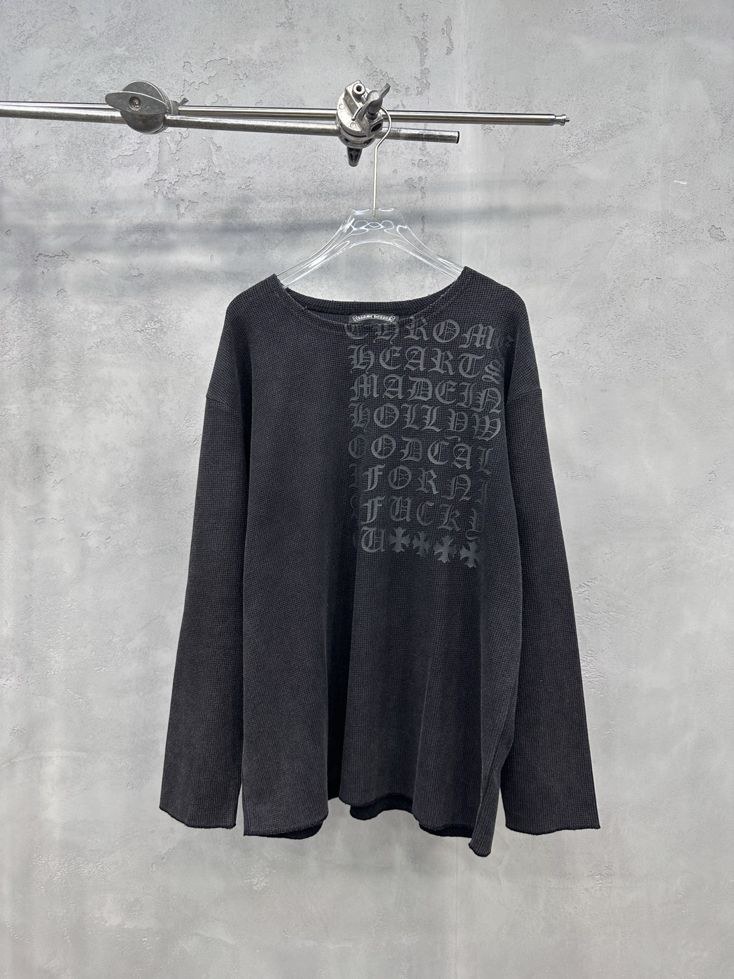 🌾克罗心 ｜ 新款长袖t，成衣洗水炒色吊磨工艺加成衣印花，经典华夫格面料，男女同款，尺码sml