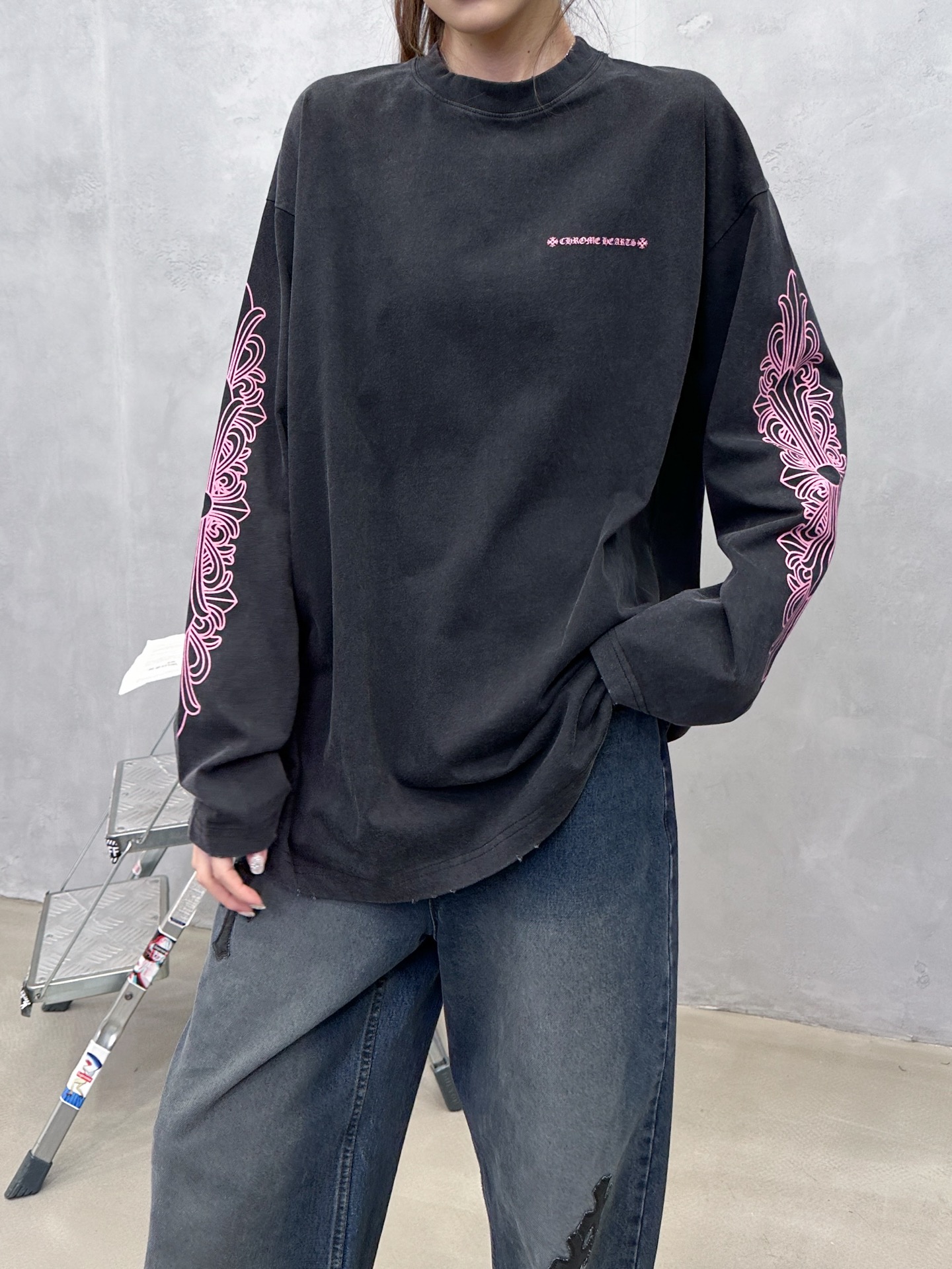 🌾克罗心 ｜ 新款长袖t，成衣洗水炒色吊磨工艺加5处印花，男女同款，尺码sml