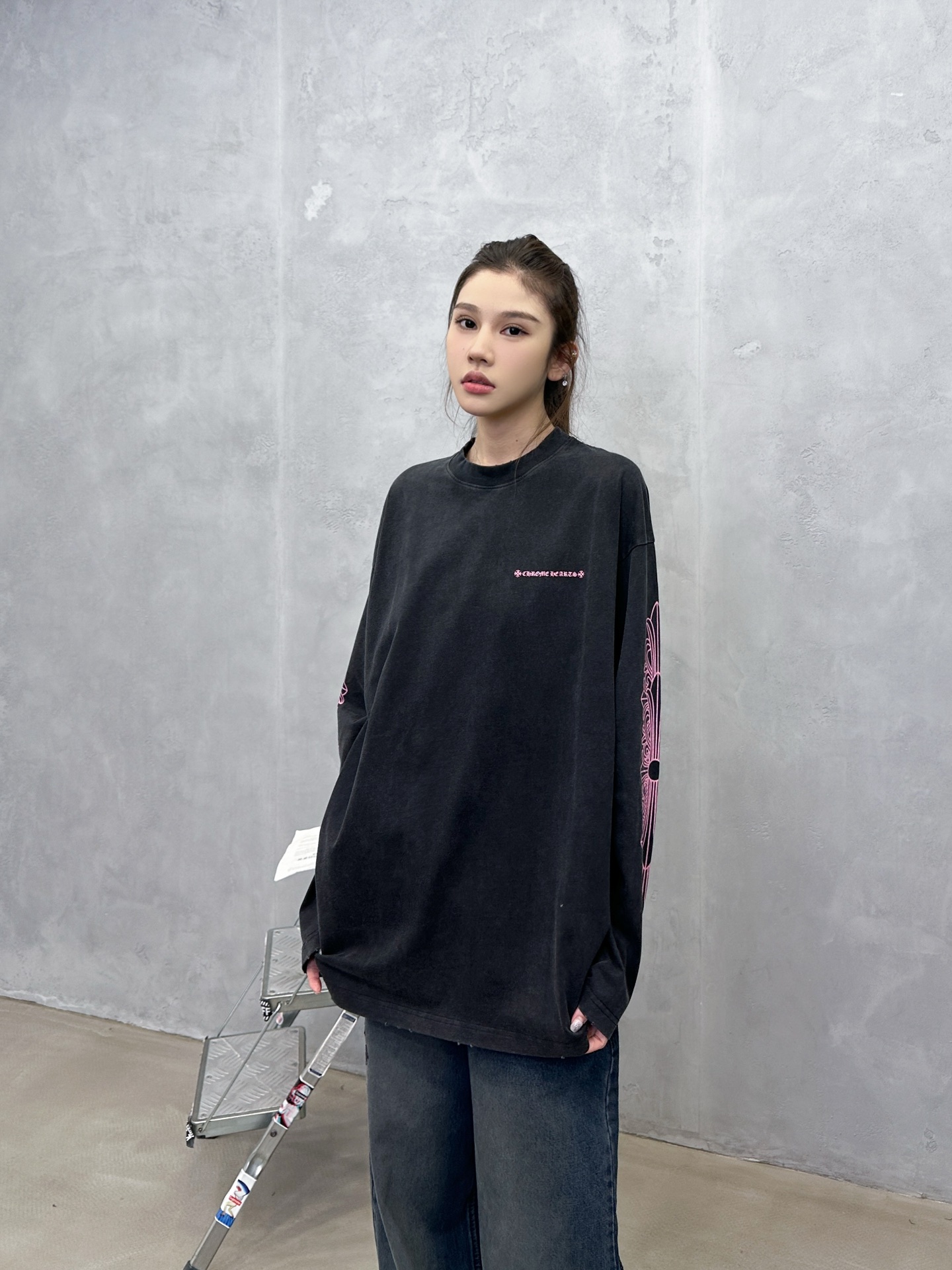 🌾克罗心 ｜ 新款长袖t，成衣洗水炒色吊磨工艺加5处印花，男女同款，尺码sml