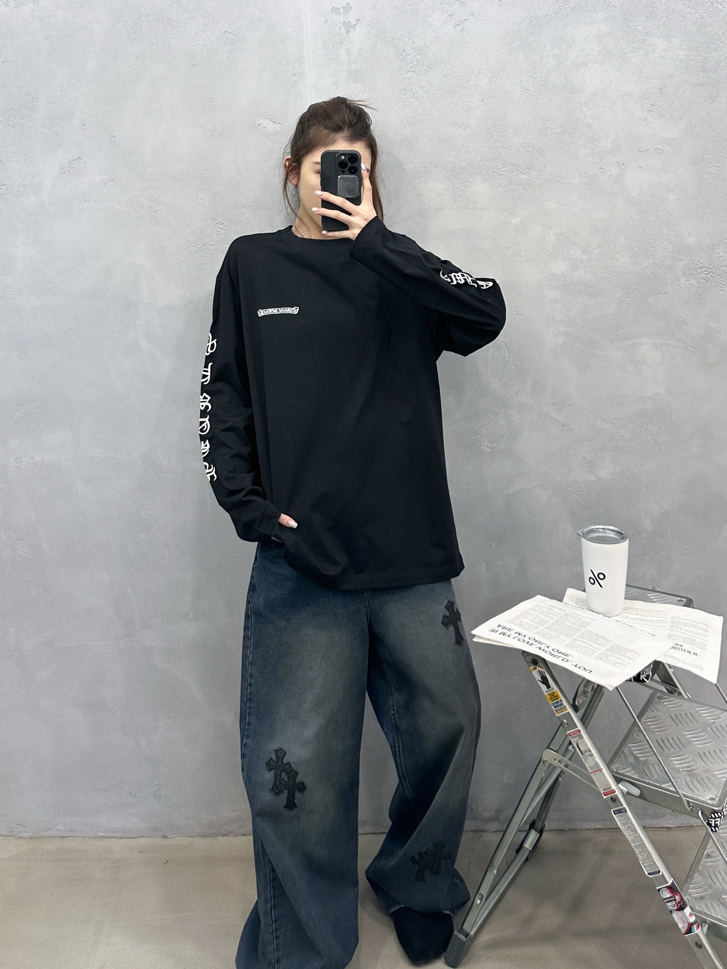 🌾克罗心 ｜ 新款长袖t，成衣洗水加4处刺绣工艺，男女同款，尺码sml