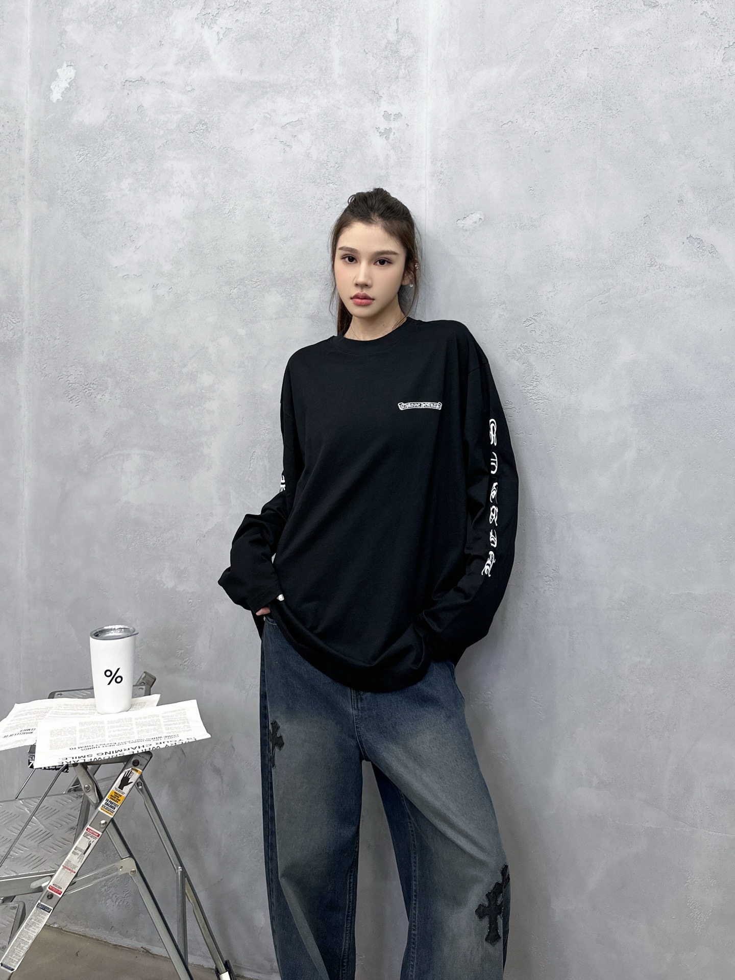 🌾克罗心 ｜ 新款长袖t，成衣洗水加4处刺绣工艺，男女同款，尺码sml