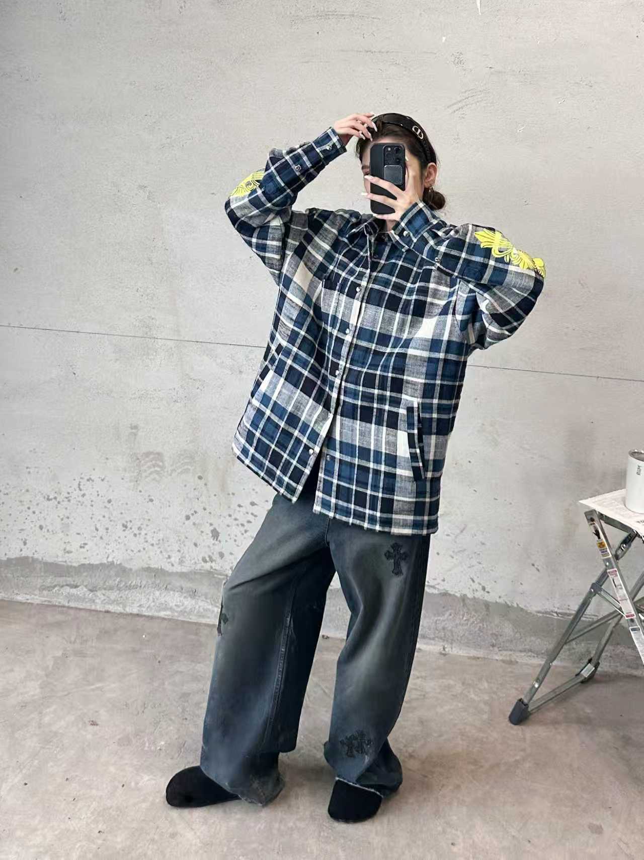 🌾克罗心 ｜ 新款棉衬衣，成衣洗水印花工艺，休闲时尚全棉格子面料，男女同款，尺码sml