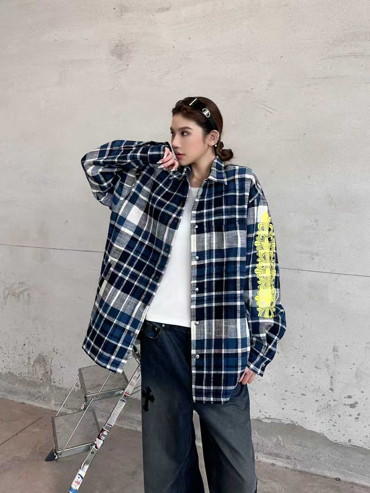 🌾克罗心 ｜ 新款棉衬衣，成衣洗水印花工艺，休闲时尚全棉格子面料，男女同款，尺码sml