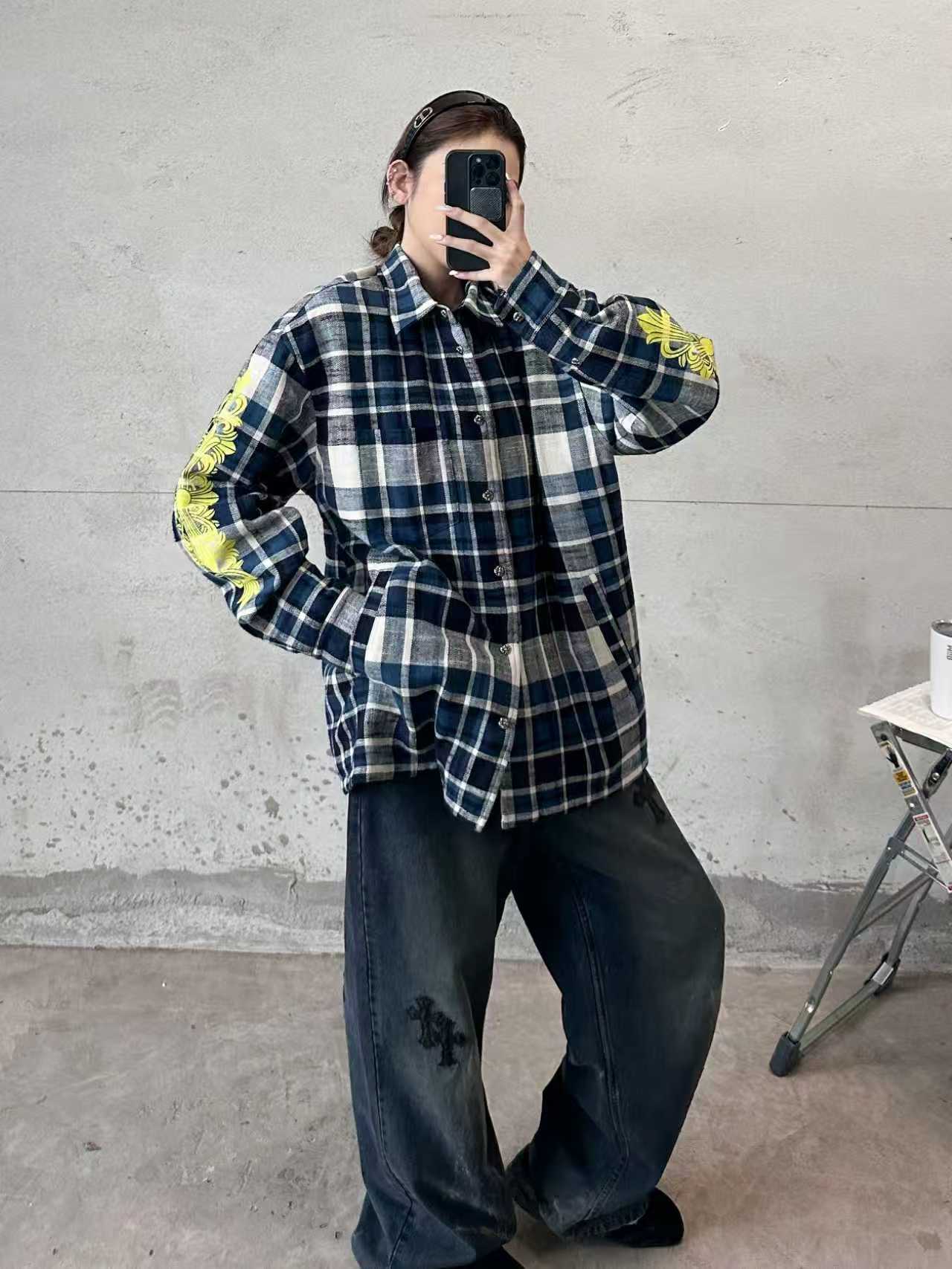 🌾克罗心 ｜ 新款棉衬衣，成衣洗水印花工艺，休闲时尚全棉格子面料，男女同款，尺码sml