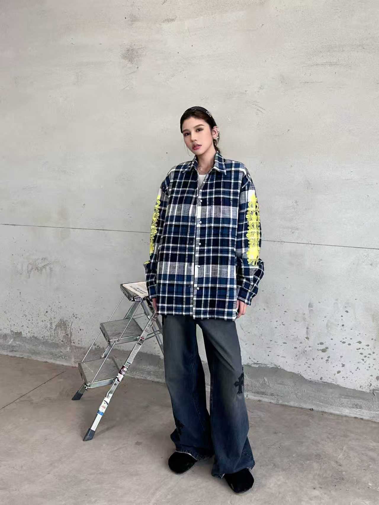 🌾克罗心 ｜ 新款棉衬衣，成衣洗水印花工艺，休闲时尚全棉格子面料，男女同款，尺码sml