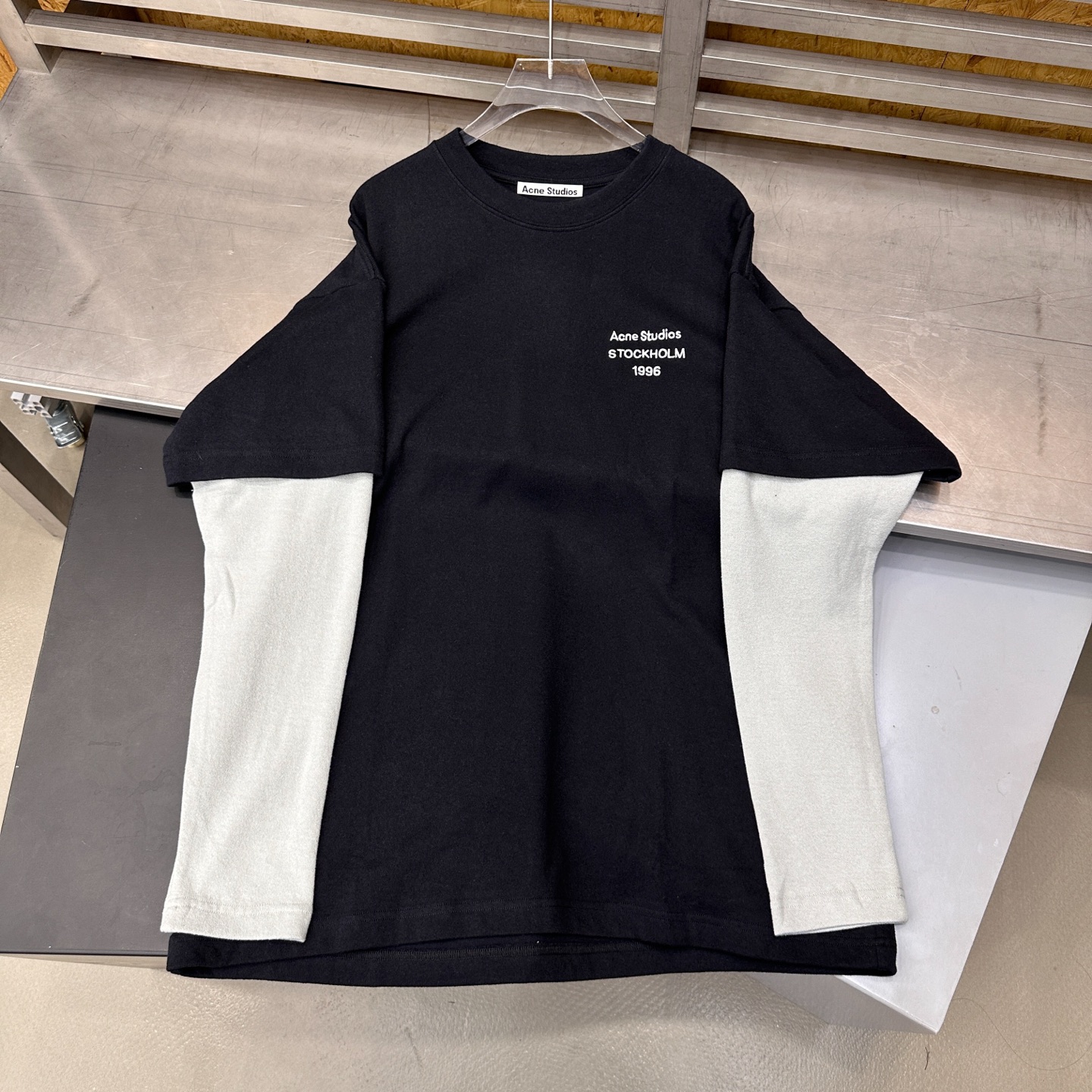 🌾Acne ｜ 新款长袖t，成衣洗水加经典刺绣标，进口特殊高密毛巾布面料，假两件款式，休闲时尚男女同款，