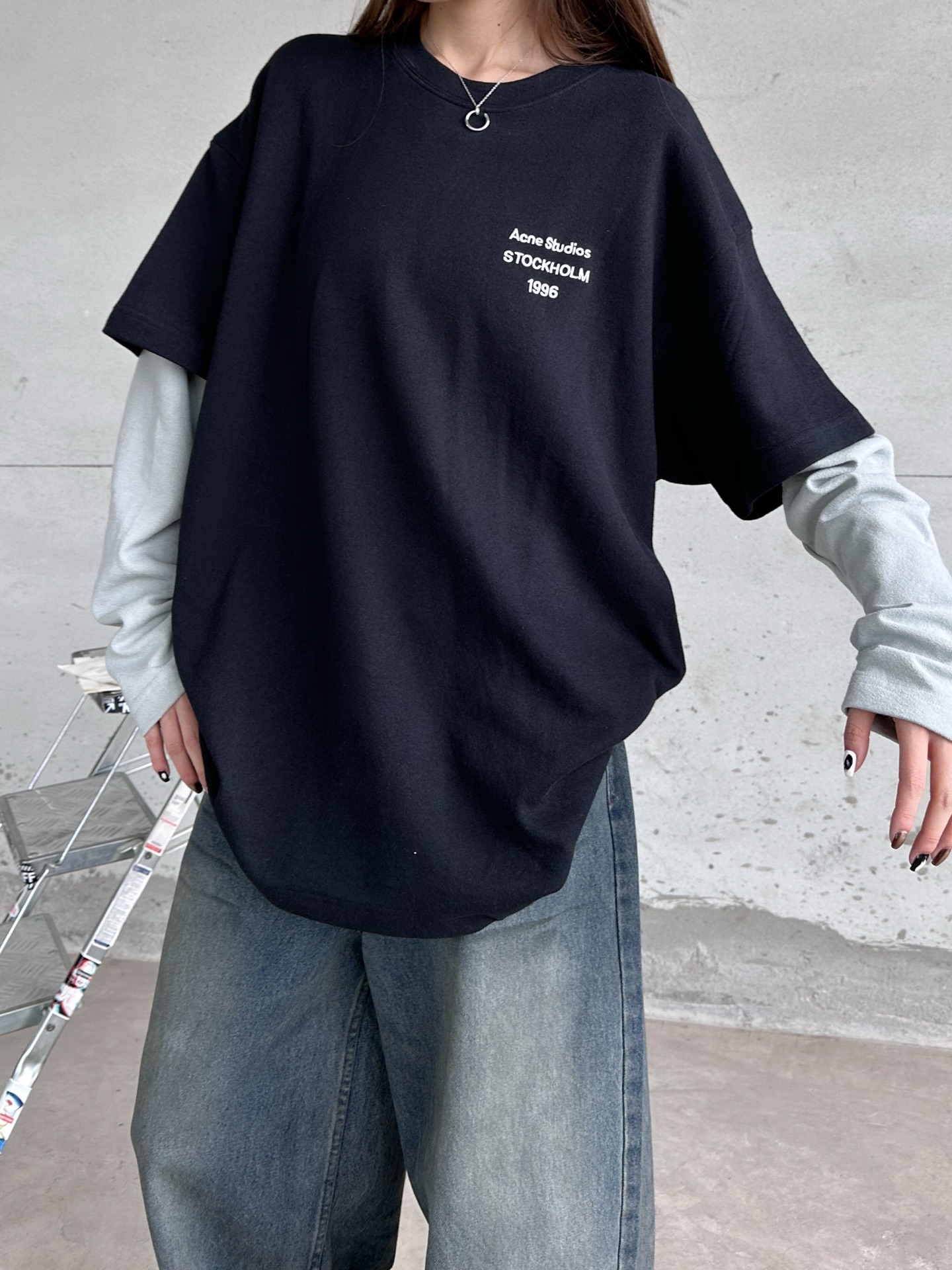 🌾Acne ｜ 新款长袖t，成衣洗水加经典刺绣标，进口特殊高密毛巾布面料，假两件款式，休闲时尚男女同款，