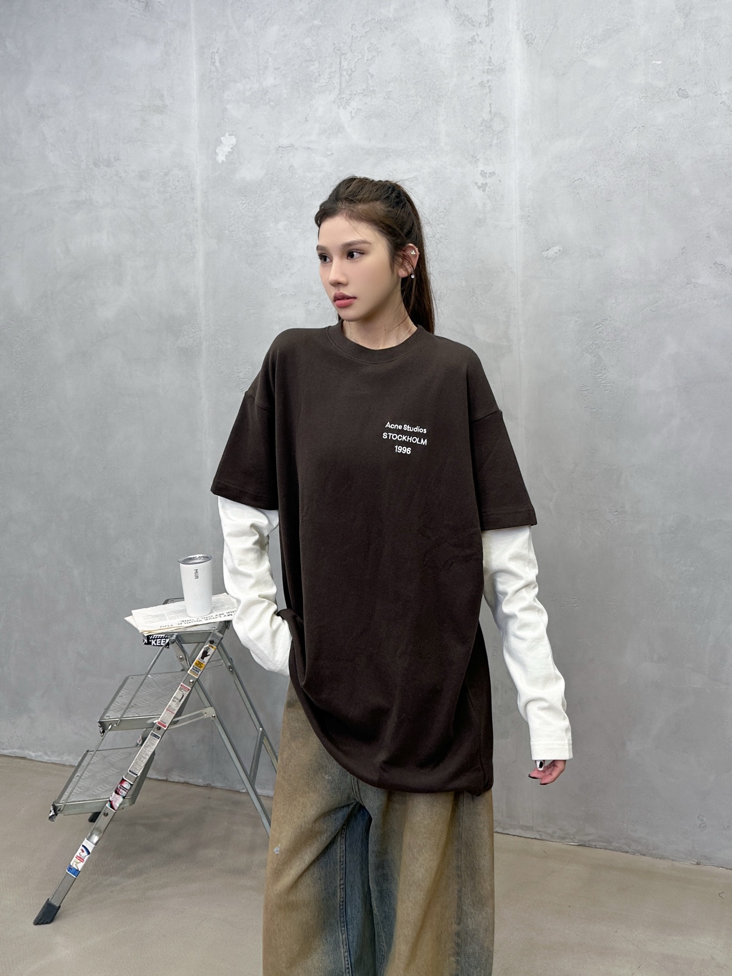 🌾Acne ｜ 新款长袖t，成衣洗水加经典刺绣标，进口特殊高密毛巾布面料，假两件款式，休闲时尚男女同款，