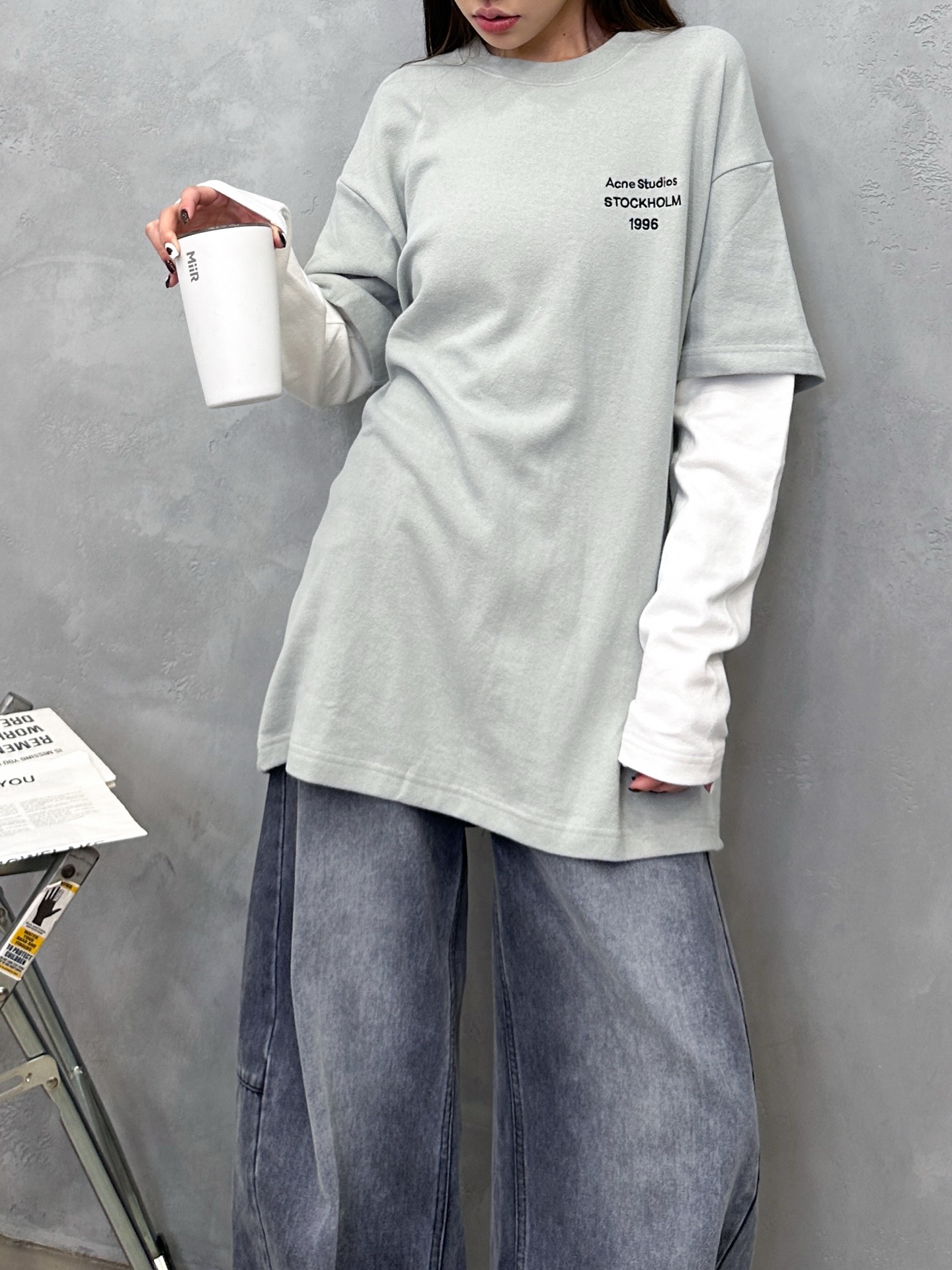 🌾Acne ｜ 新款长袖t，成衣洗水加经典刺绣标，进口特殊高密毛巾布面料，假两件款式，休闲时尚男女同款，