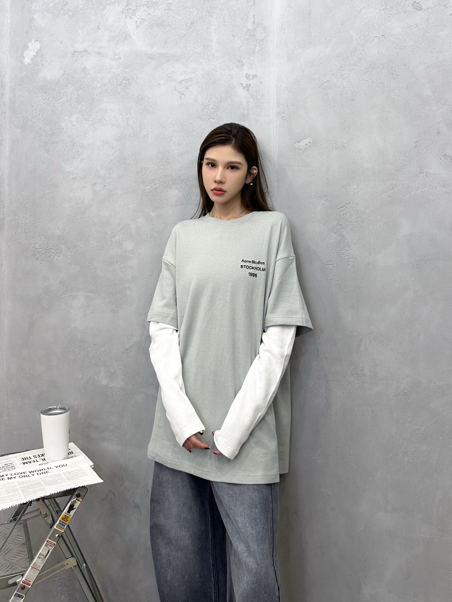 🌾Acne ｜ 新款长袖t，成衣洗水加经典刺绣标，进口特殊高密毛巾布面料，假两件款式，休闲时尚男女同款，