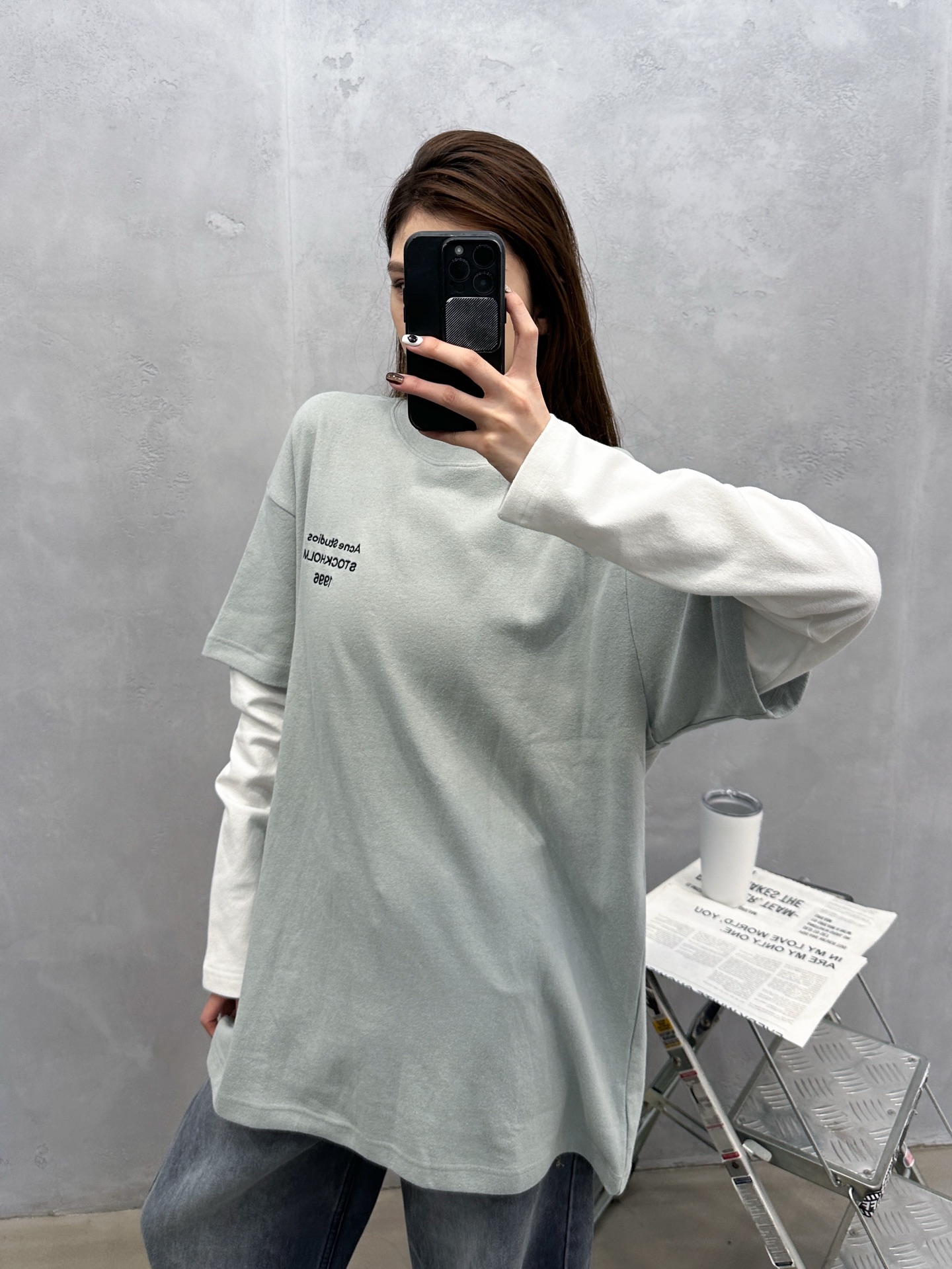 🌾Acne ｜ 新款长袖t，成衣洗水加经典刺绣标，进口特殊高密毛巾布面料，假两件款式，休闲时尚男女同款，