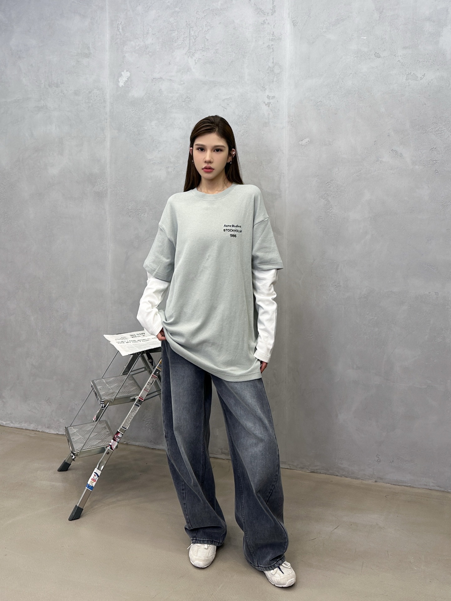 🌾Acne ｜ 新款长袖t，成衣洗水加经典刺绣标，进口特殊高密毛巾布面料，假两件款式，休闲时尚男女同款，