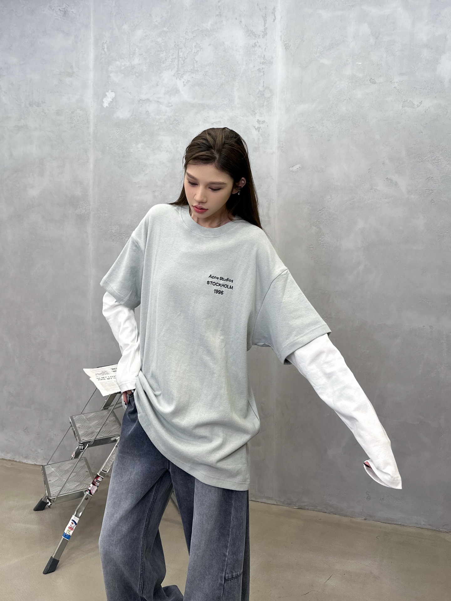 🌾Acne ｜ 新款长袖t，成衣洗水加经典刺绣标，进口特殊高密毛巾布面料，假两件款式，休闲时尚男女同款，