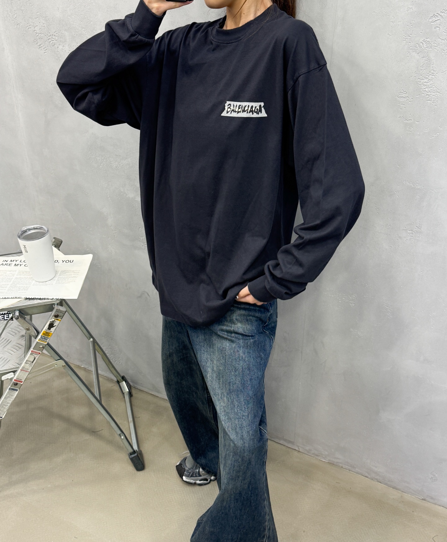 🌾巴黎 ｜ 新款长袖t，成衣洗水吊磨加特殊胶布印花工艺，男女同款，尺码sml