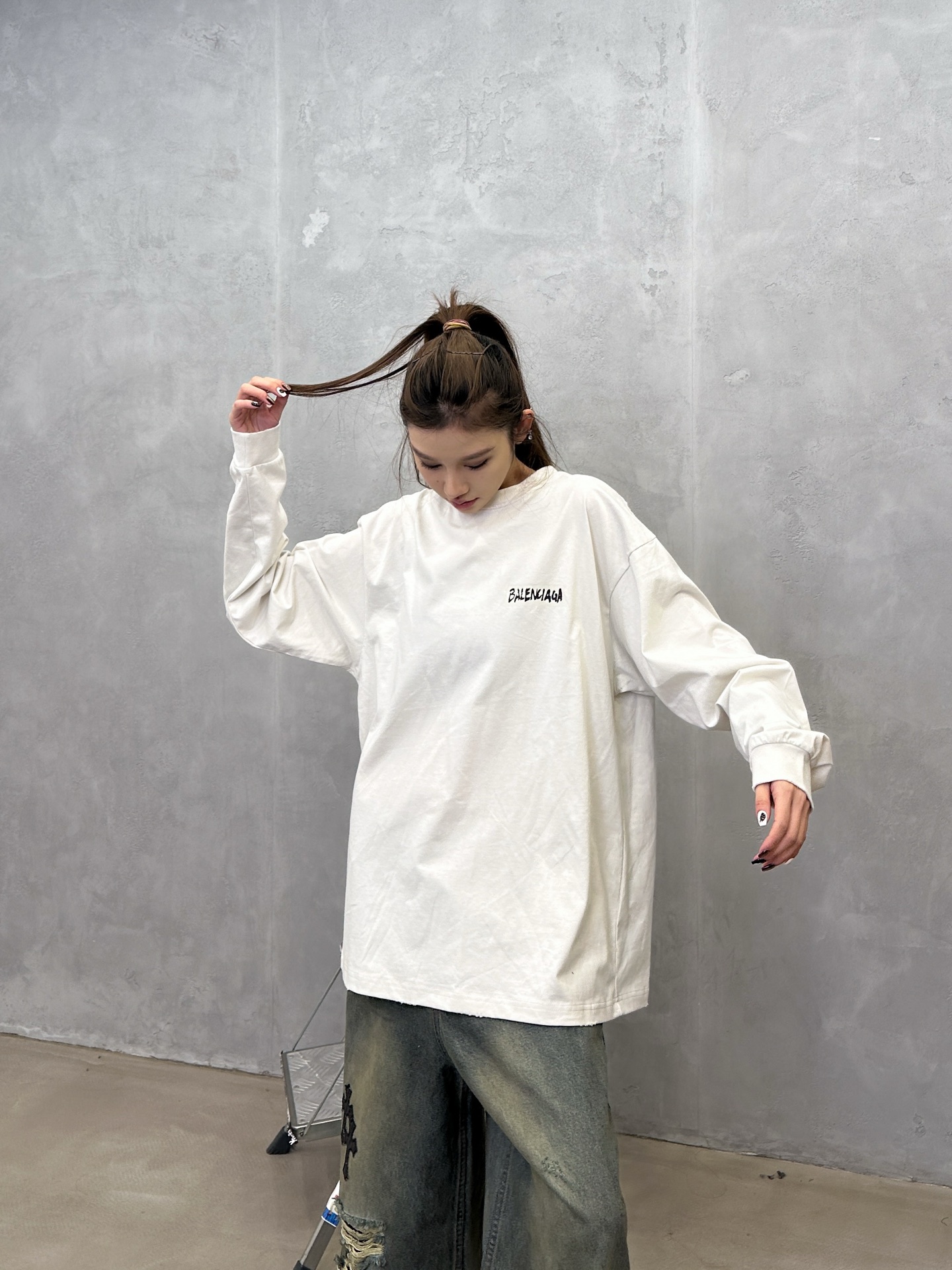 🌾巴黎 ｜ 新款长袖t，成衣洗水吊磨加特殊胶布印花工艺，男女同款，尺码sml