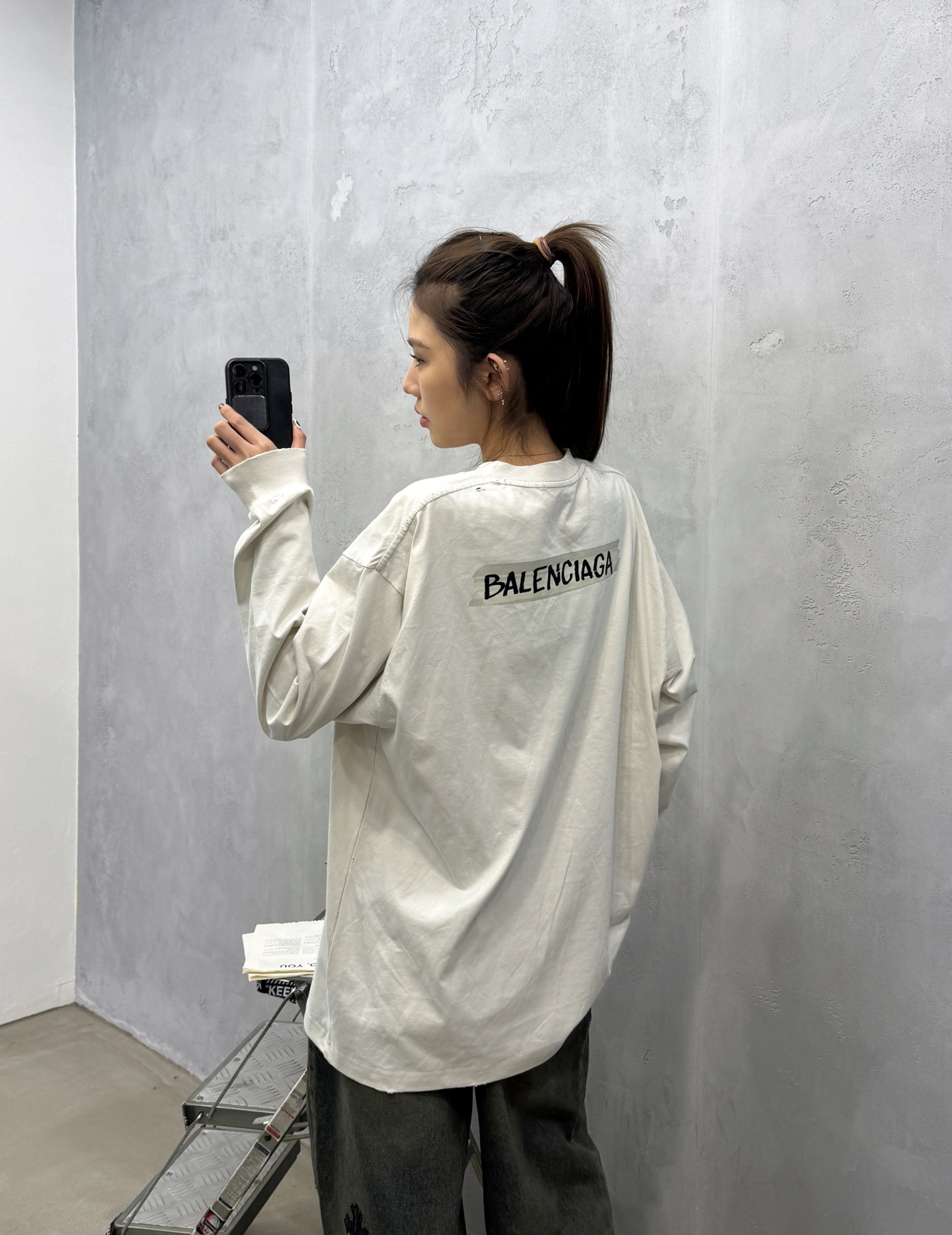 🌾巴黎 ｜ 新款长袖t，成衣洗水吊磨加特殊胶布印花工艺，男女同款，尺码sml