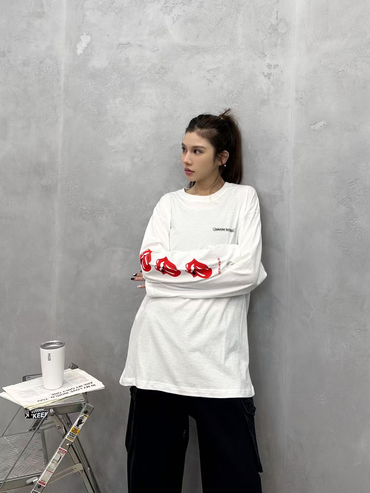 🌾克罗心 ｜ 新款长袖t，成衣洗水工艺加4处印花，日本进口亚麻棉面料，男女同款，尺码sml