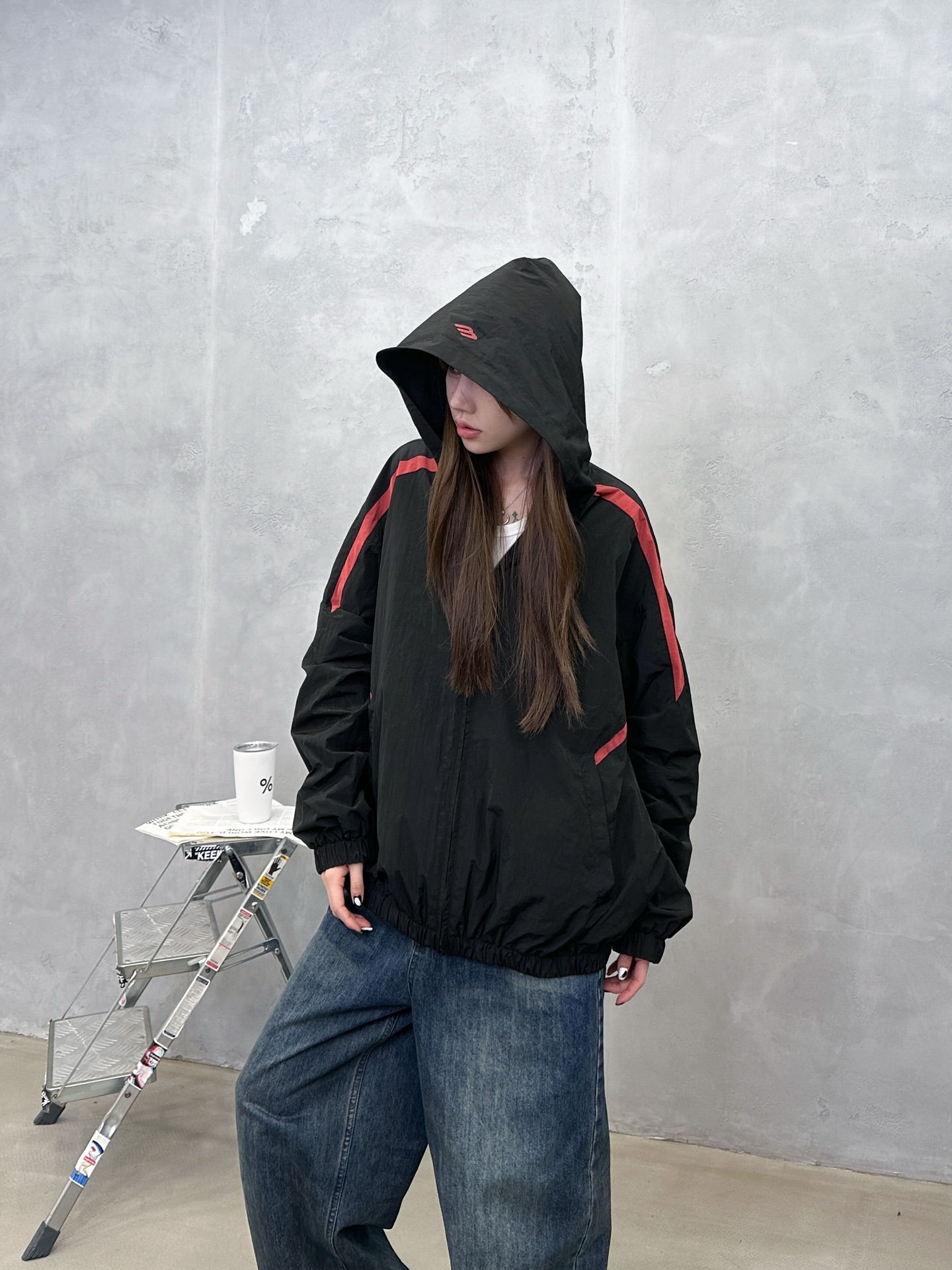 🌾巴黎 ｜ 新款双层外套，品牌经典刺绣标，成衣洗水撞色拼接做工，进口高密棉混纺防泼水面料加精梳全棉针织里