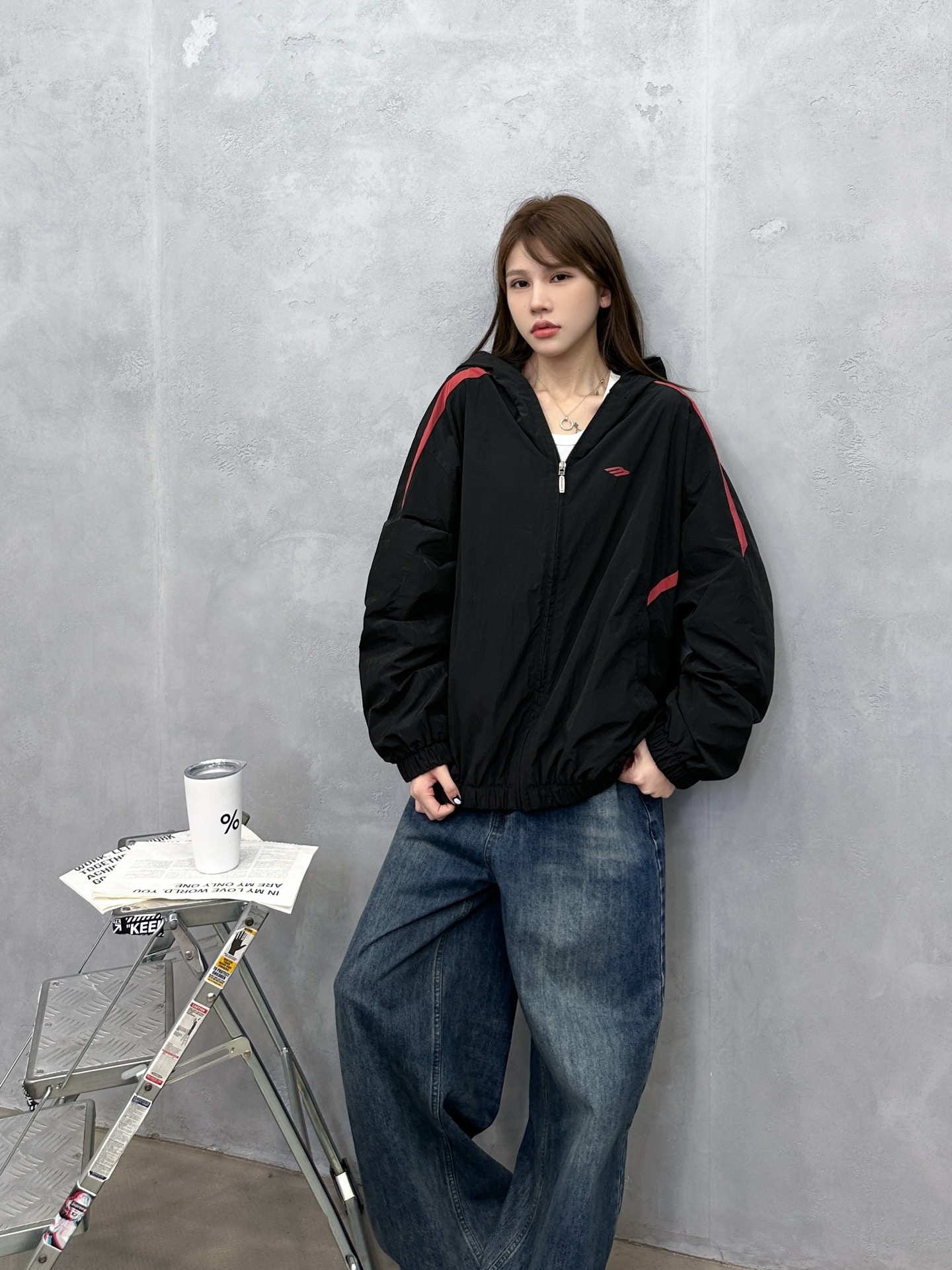 🌾巴黎 ｜ 新款双层外套，品牌经典刺绣标，成衣洗水撞色拼接做工，进口高密棉混纺防泼水面料加精梳全棉针织里