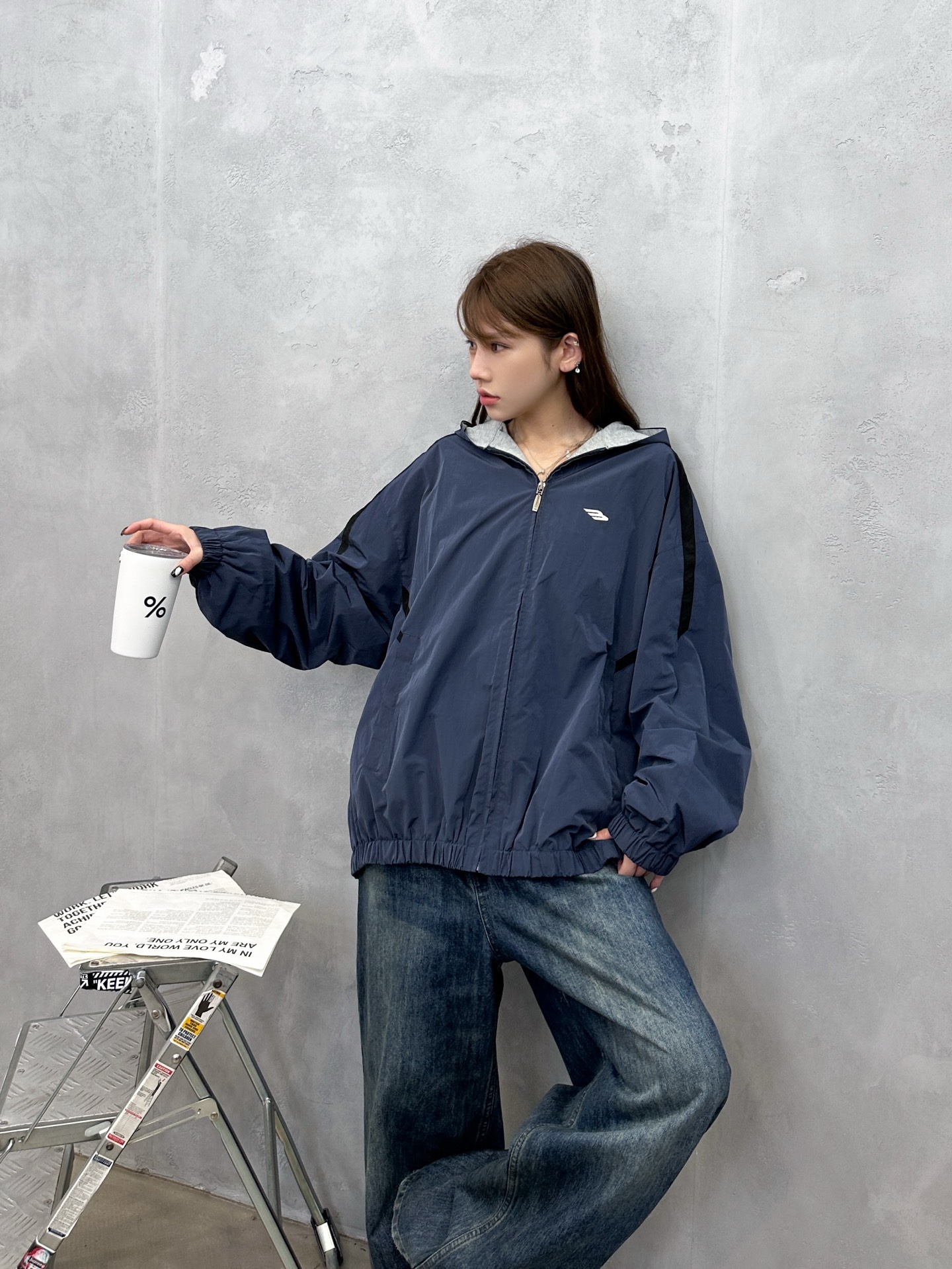 🌾巴黎 ｜ 新款双层外套，品牌经典刺绣标，成衣洗水撞色拼接做工，进口高密棉混纺防泼水面料加精梳全棉针织里