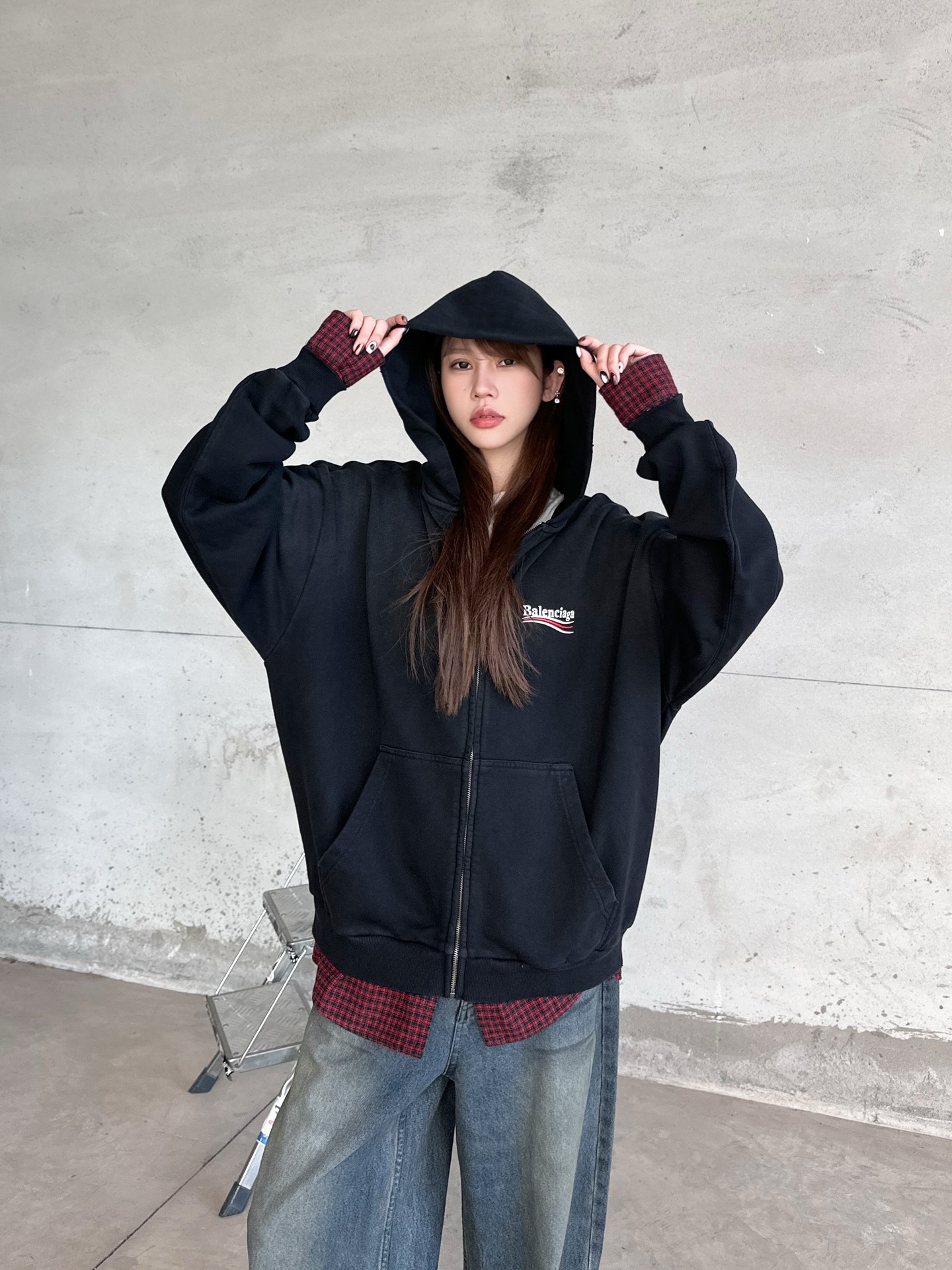 🌾巴黎 ｜ 新款拼接卫衣开衫，成衣洗水喷色吊磨工艺加前后印花，经典假两件拼接做工，男女同款，尺码sml