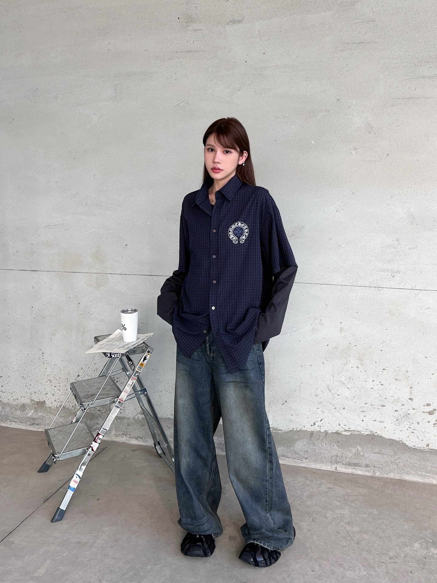 🌾克罗心 ｜ 新款休闲衬衣，成衣洗水加多处印花，针梭织假两件做工，男女同款，尺码sml