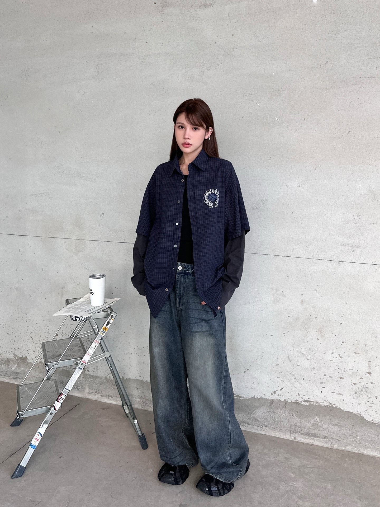 🌾克罗心 ｜ 新款休闲衬衣，成衣洗水加多处印花，针梭织假两件做工，男女同款，尺码sml