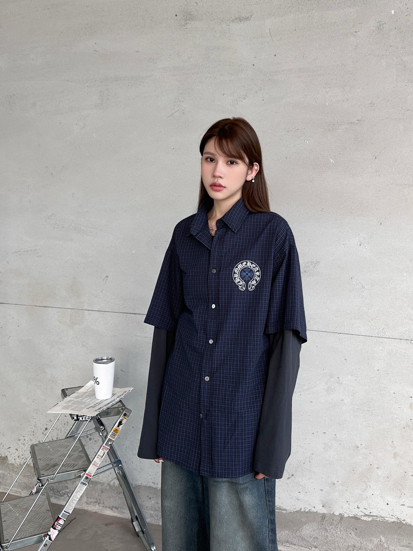 🌾克罗心 ｜ 新款休闲衬衣，成衣洗水加多处印花，针梭织假两件做工，男女同款，尺码sml