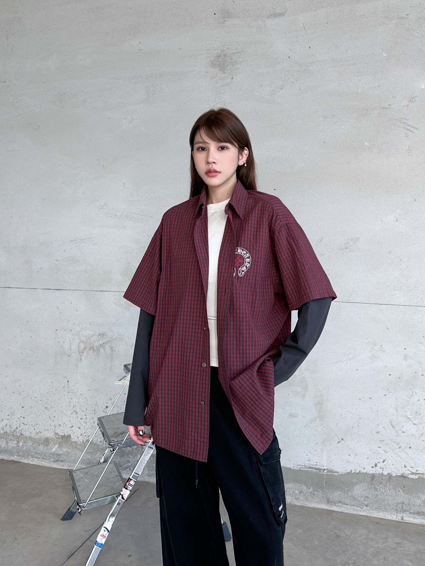 🌾克罗心 ｜ 新款休闲衬衣，成衣洗水加多处印花，针梭织假两件做工，男女同款，尺码sml