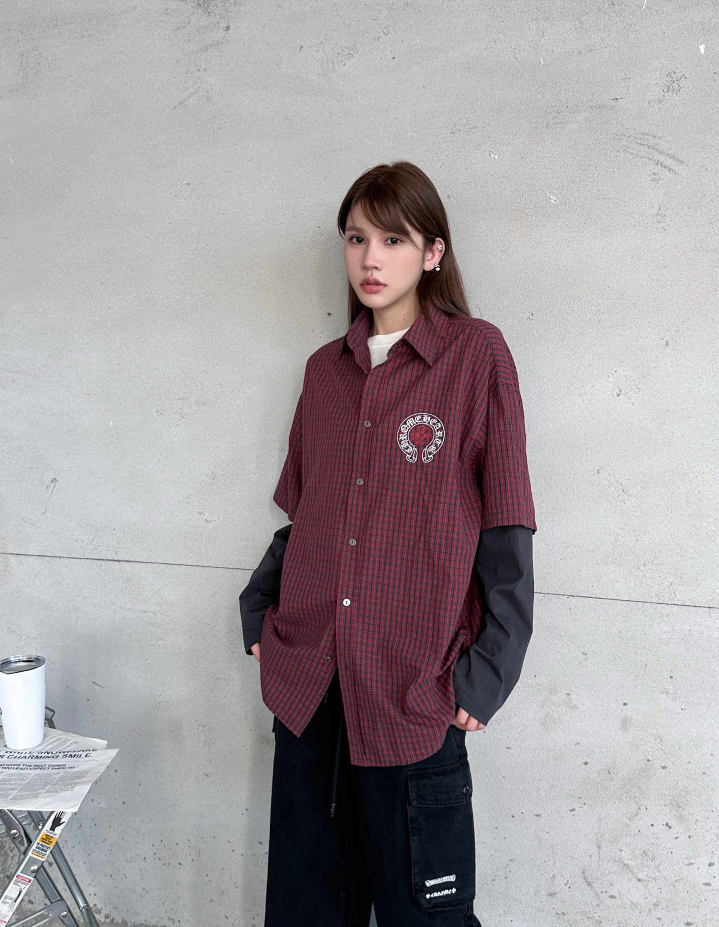 🌾克罗心 ｜ 新款休闲衬衣，成衣洗水加多处印花，针梭织假两件做工，男女同款，尺码sml