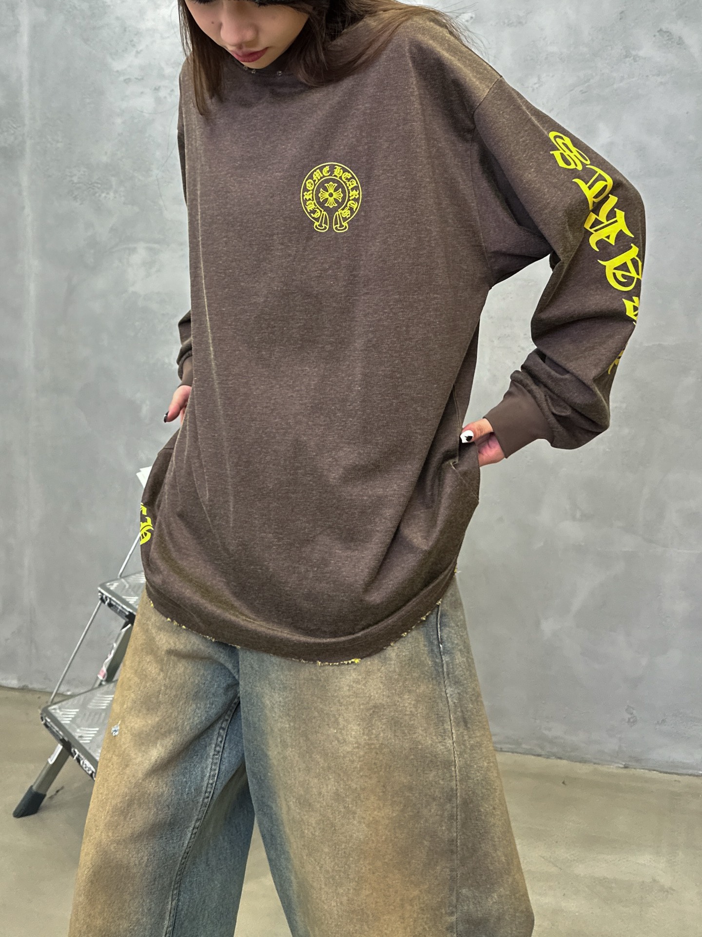 🌾克罗心 ｜ 新款长袖t，成衣洗水吊磨工艺加5处印花，特殊彩棉面料，男女同款，尺码sml