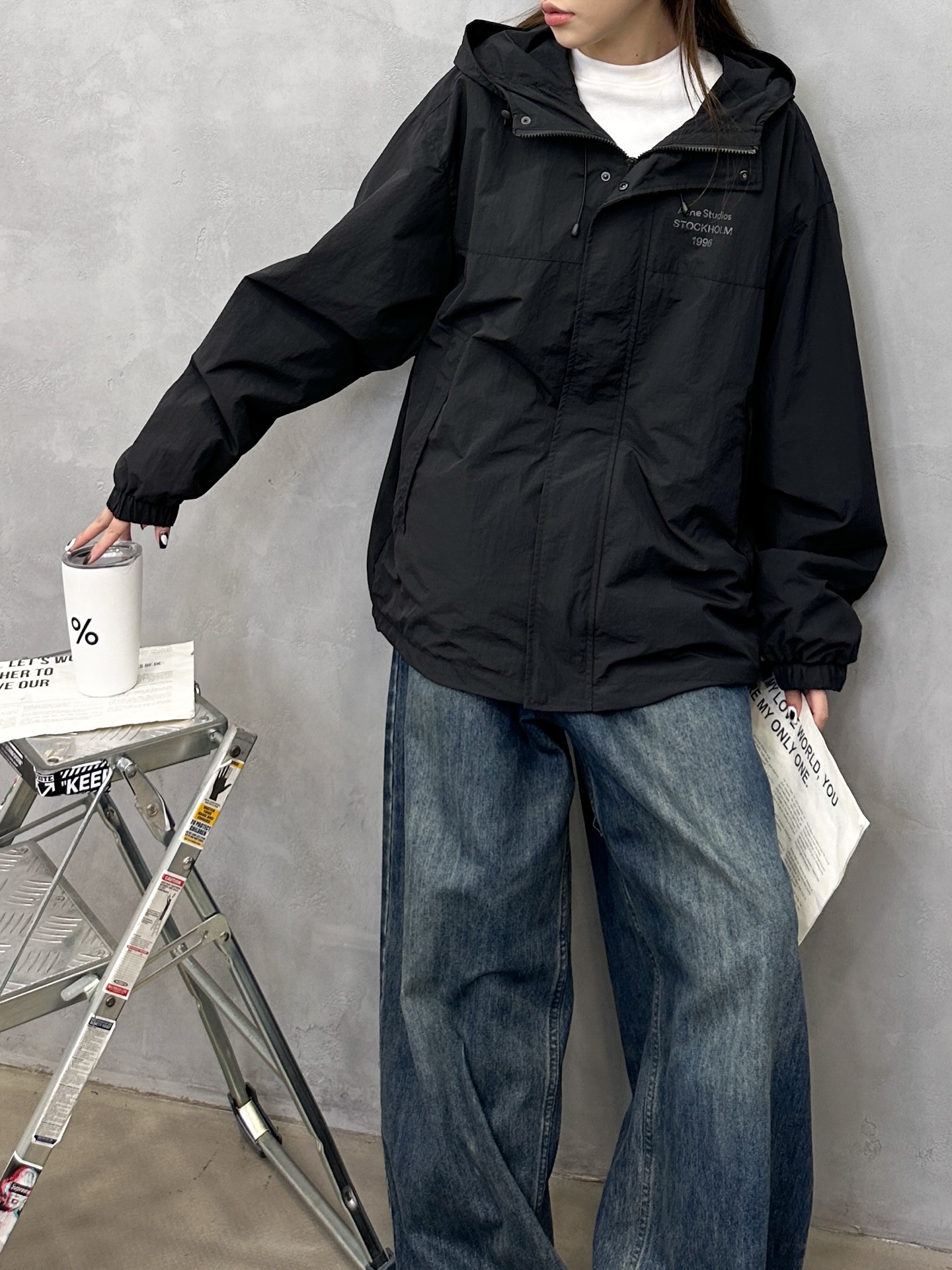 🌾Acne ｜ 新款休闲风衣，成衣洗水加经典印花标，双层做工，内里全棉色织格纹面料，休闲时尚，男女同款，