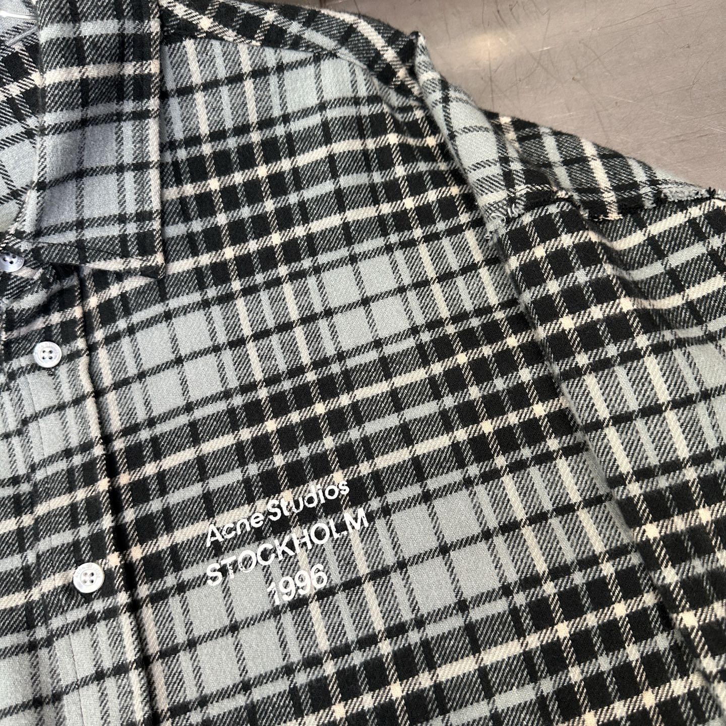 🌾Acne ｜ 新款休闲衬衣，成衣洗水前后印花工艺加全棉色织格纹面料，男女同款，尺码sml