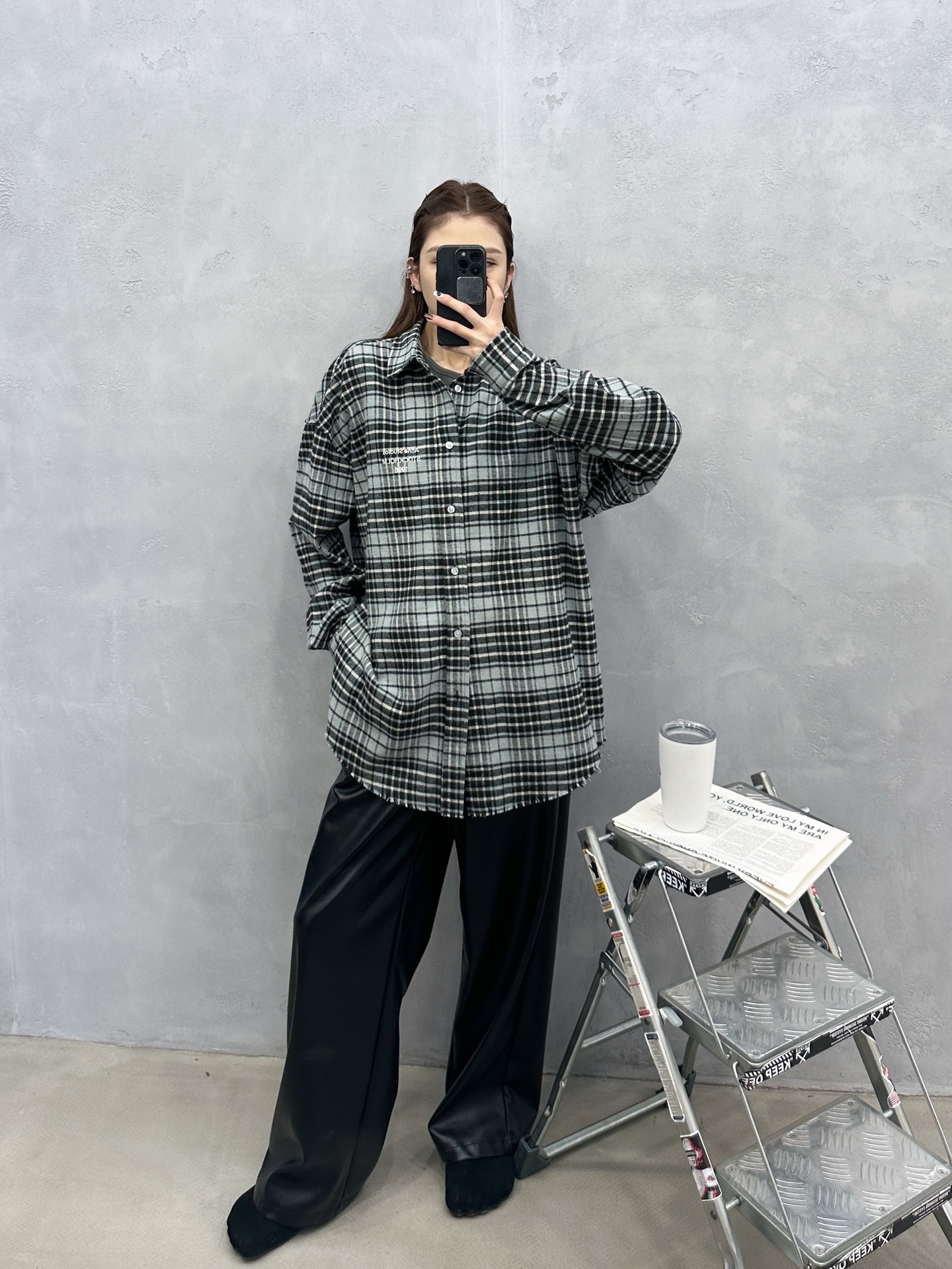 🌾Acne ｜ 新款休闲衬衣，成衣洗水前后印花工艺加全棉色织格纹面料，男女同款，尺码sml