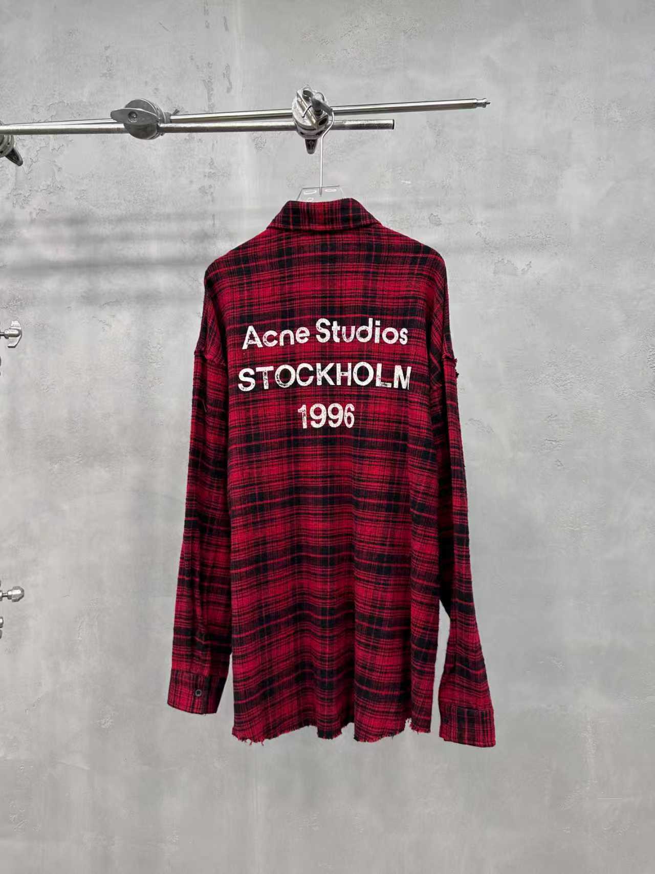 🌾Acne ｜ 新款休闲衬衣，成衣洗水前后印花工艺加全棉色织格纹面料，男女同款，尺码sml