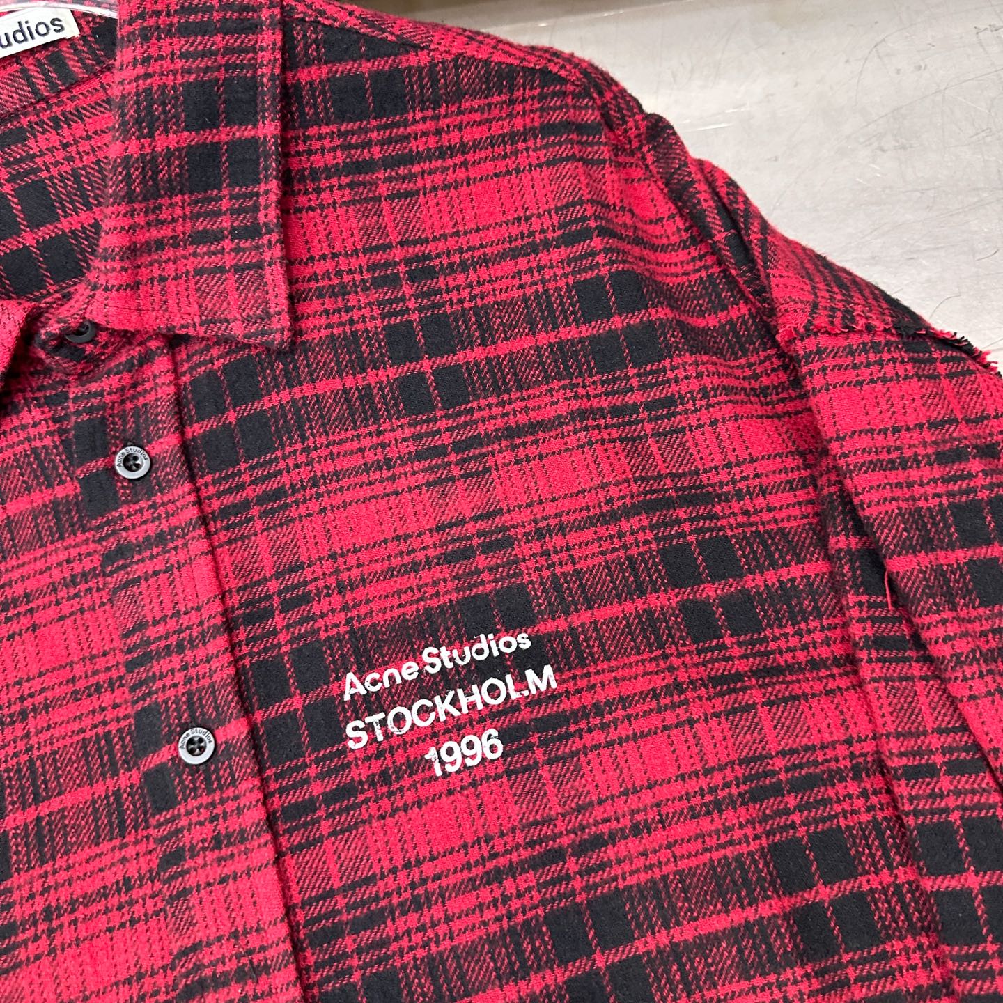 🌾Acne ｜ 新款休闲衬衣，成衣洗水前后印花工艺加全棉色织格纹面料，男女同款，尺码sml